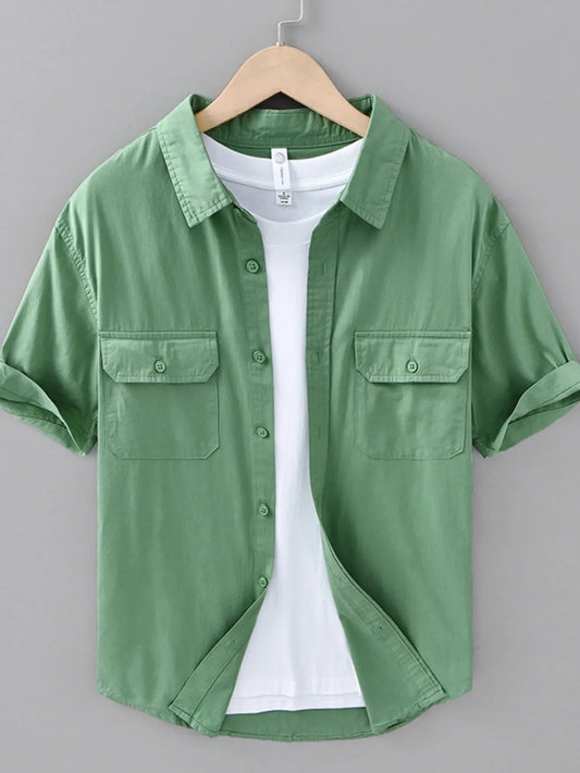 Men's Plus Size Button Up Short Sleeve Shirt