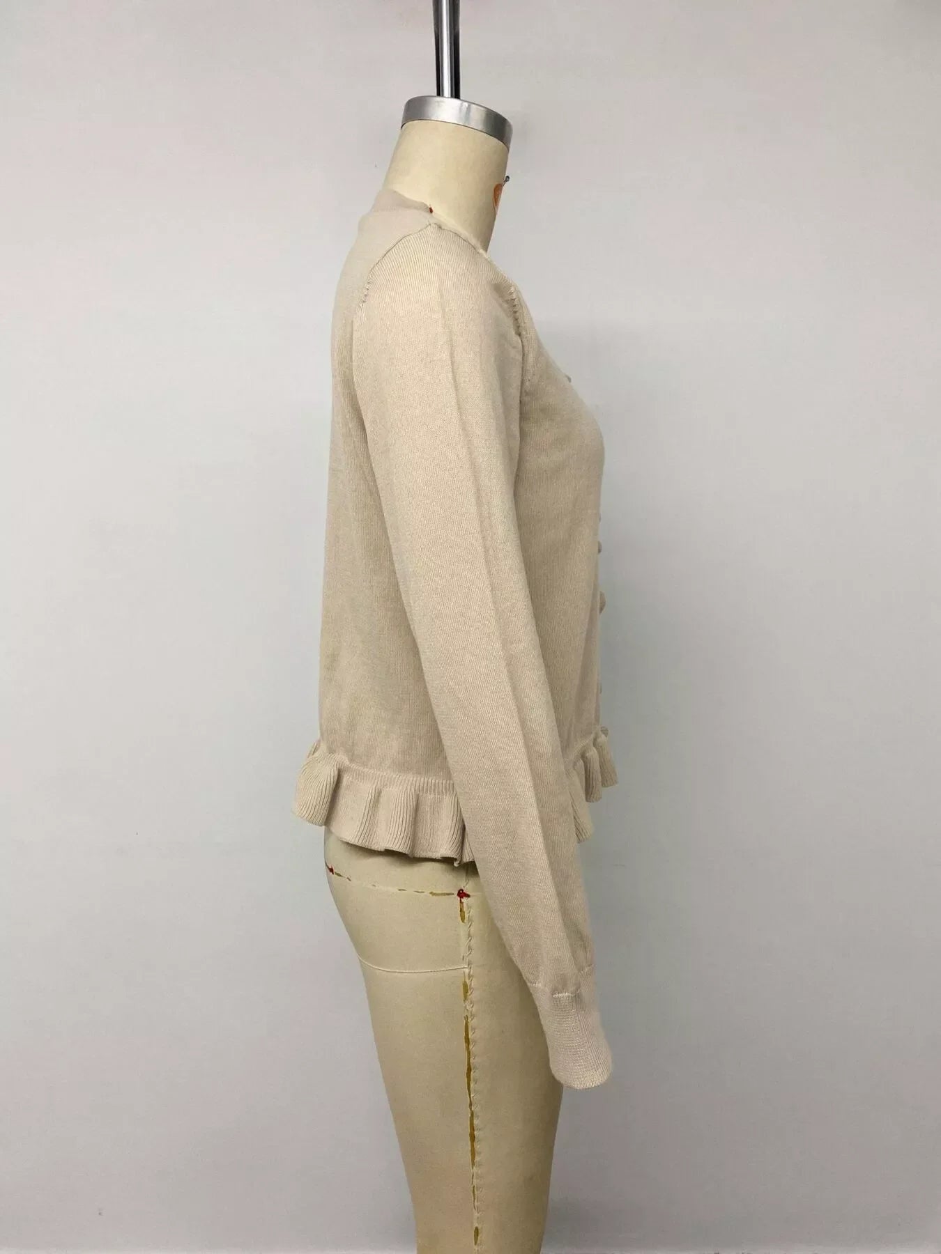 Ruffle Hem Button-Up Cardigan