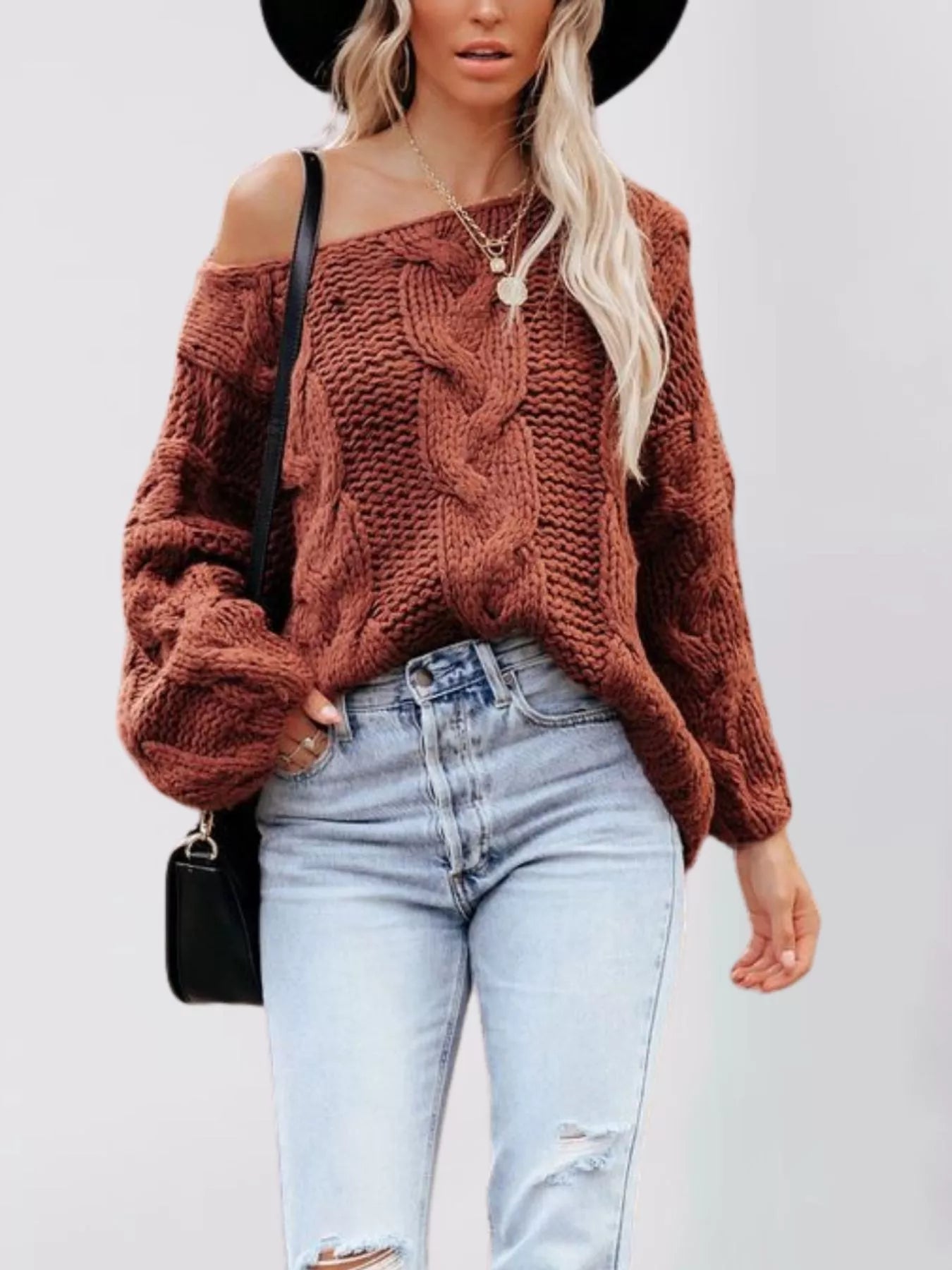 Chunky Cable Knit Long Sleeve Sweater