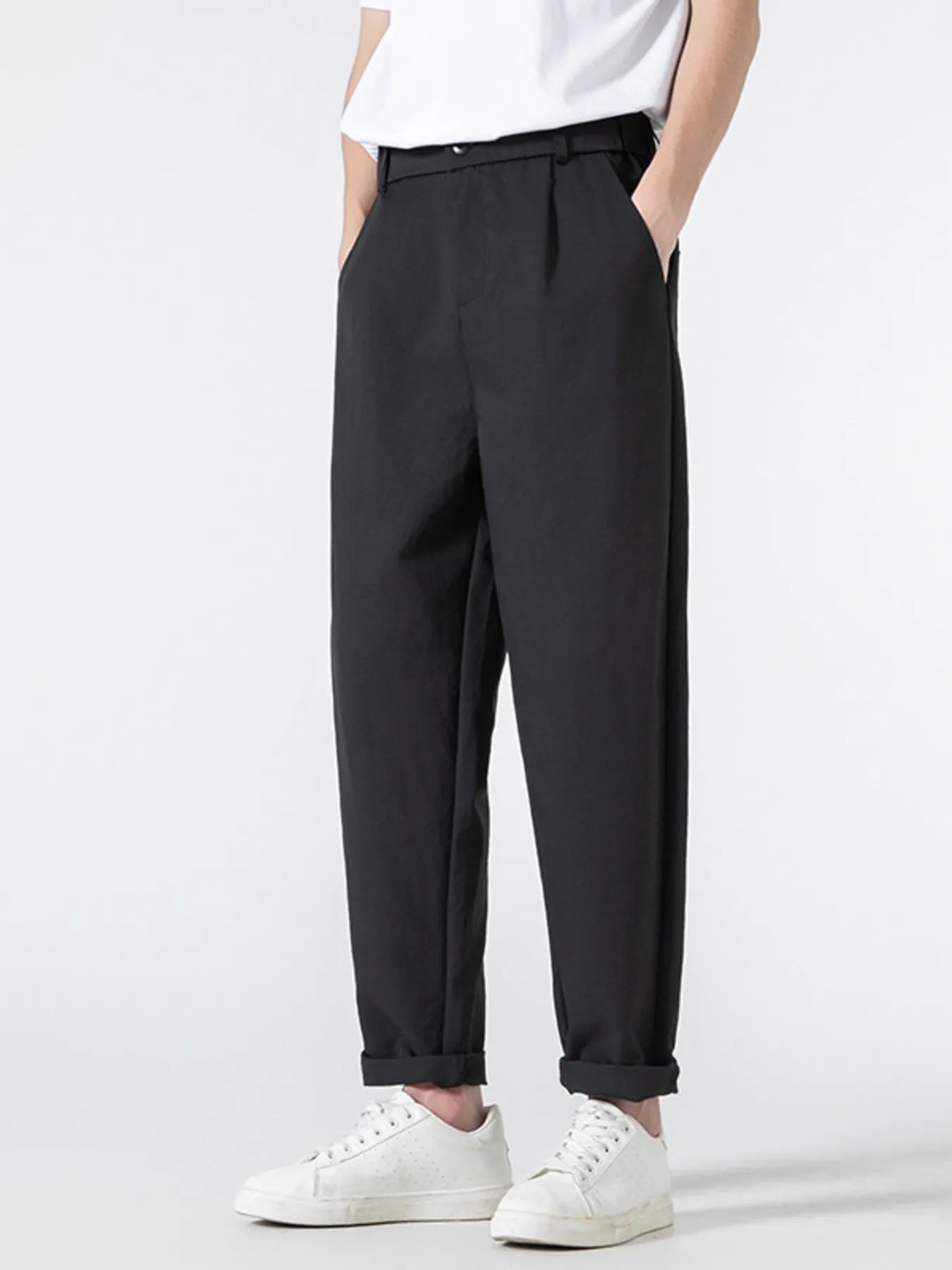 Men's Plus Size Casual Loose Fit Pleated Pants