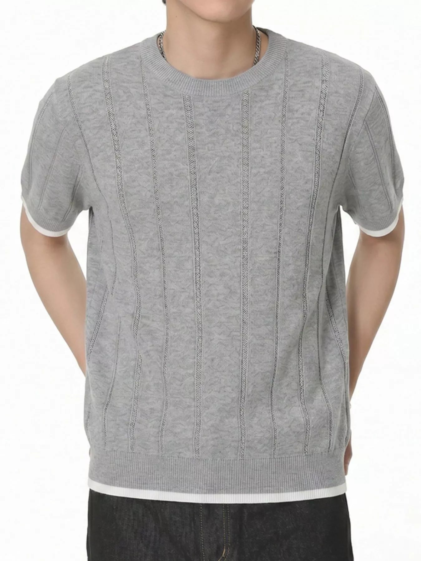 Men's Contrasting Trim Knit T-Shirt