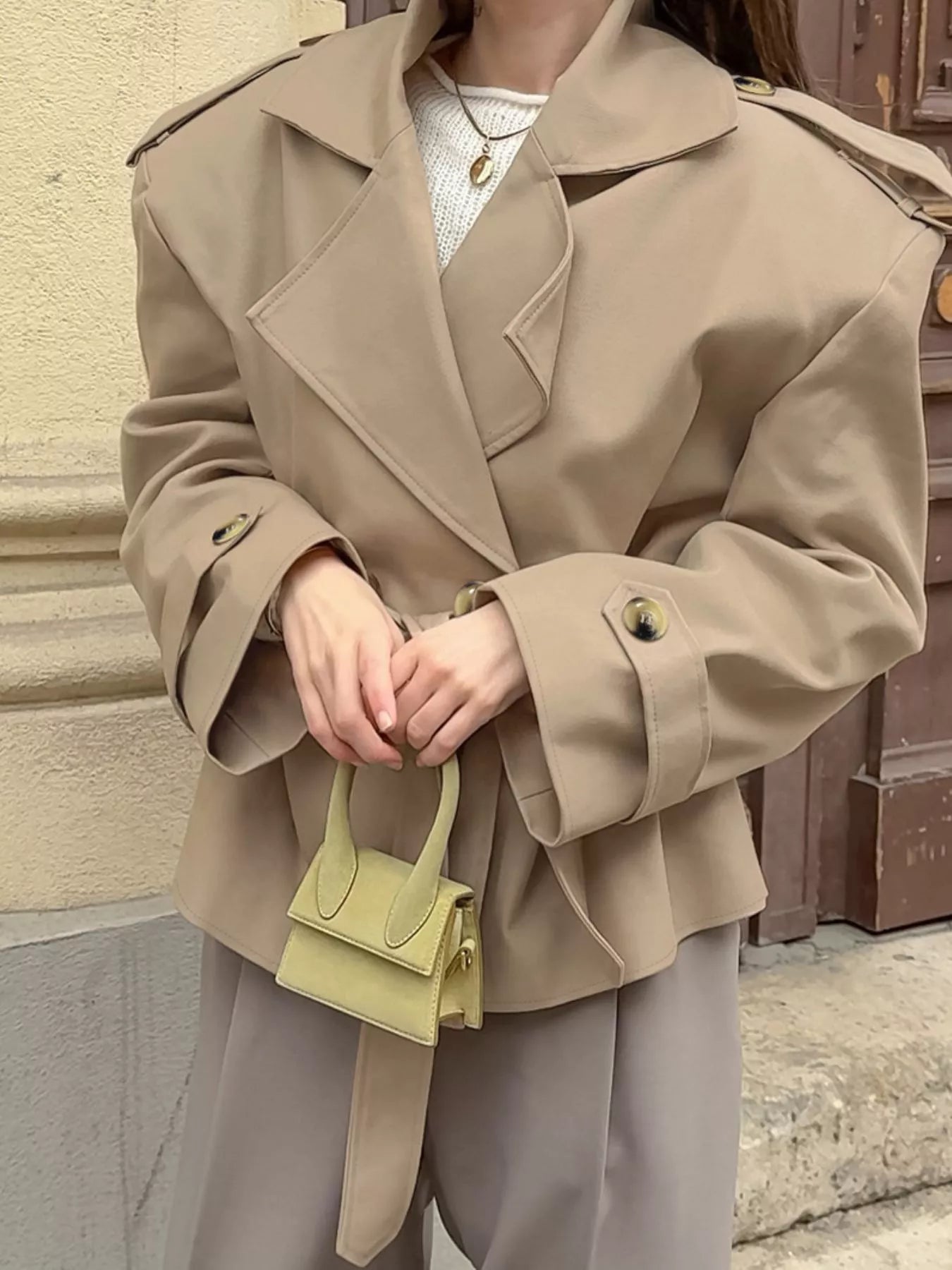Chic Double-Breasted Belted Trench Coat