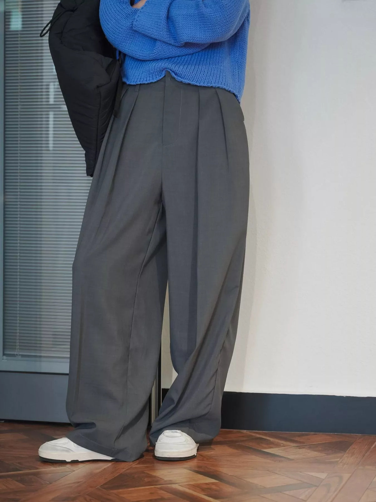 High-Waisted Pleated Wide-Leg Pants