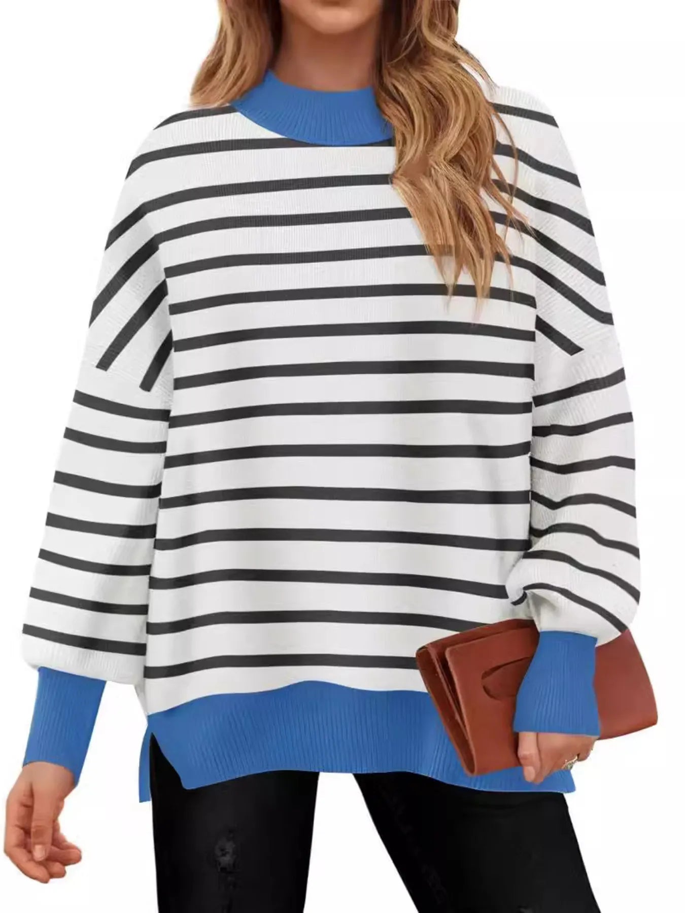 Striped Round Neck Long Sleeve Sweater