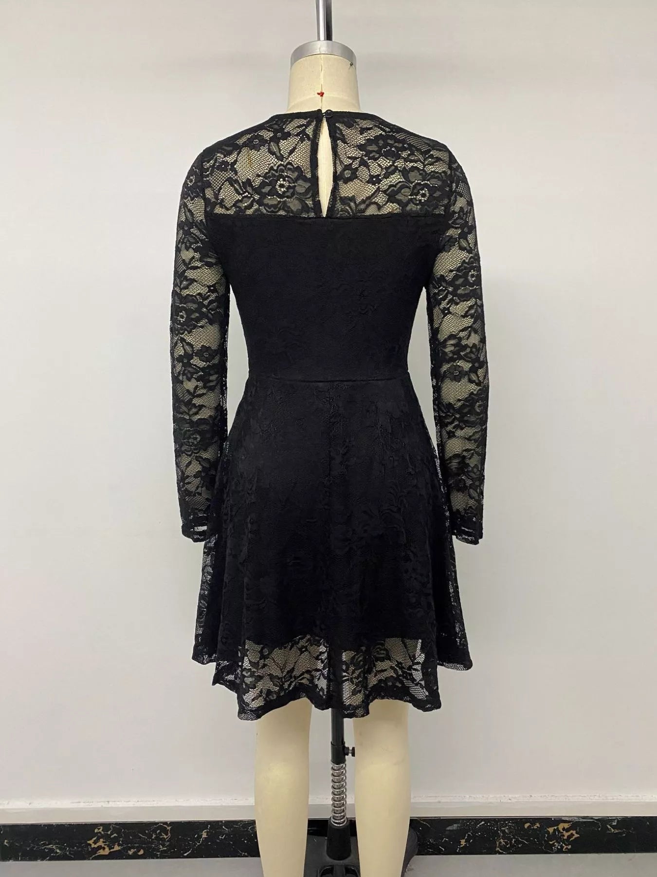 Elegant Lace Long Sleeve Mini Dress