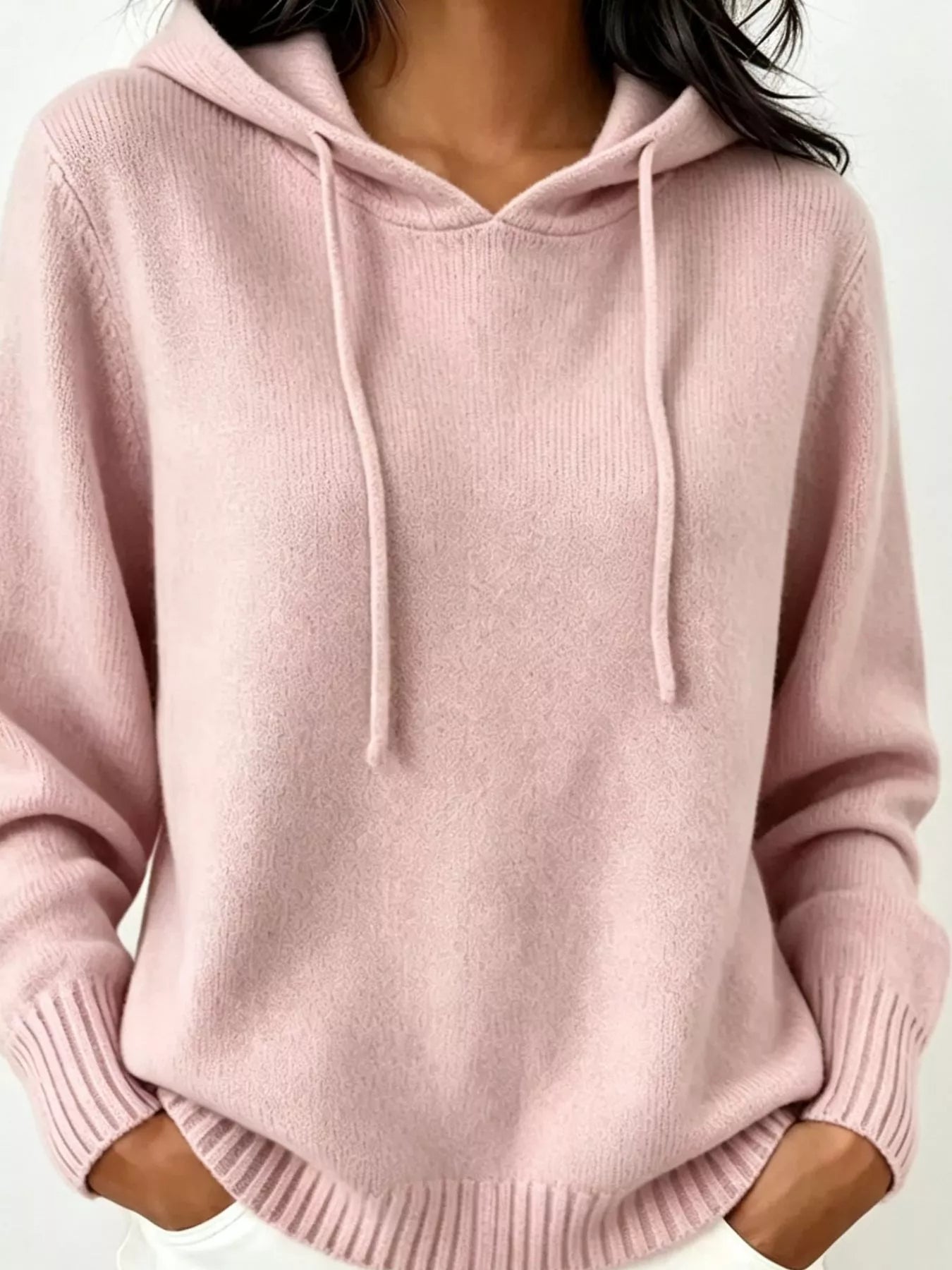 Cozy Ribbed Long‑Sleeve Hooded Sweater