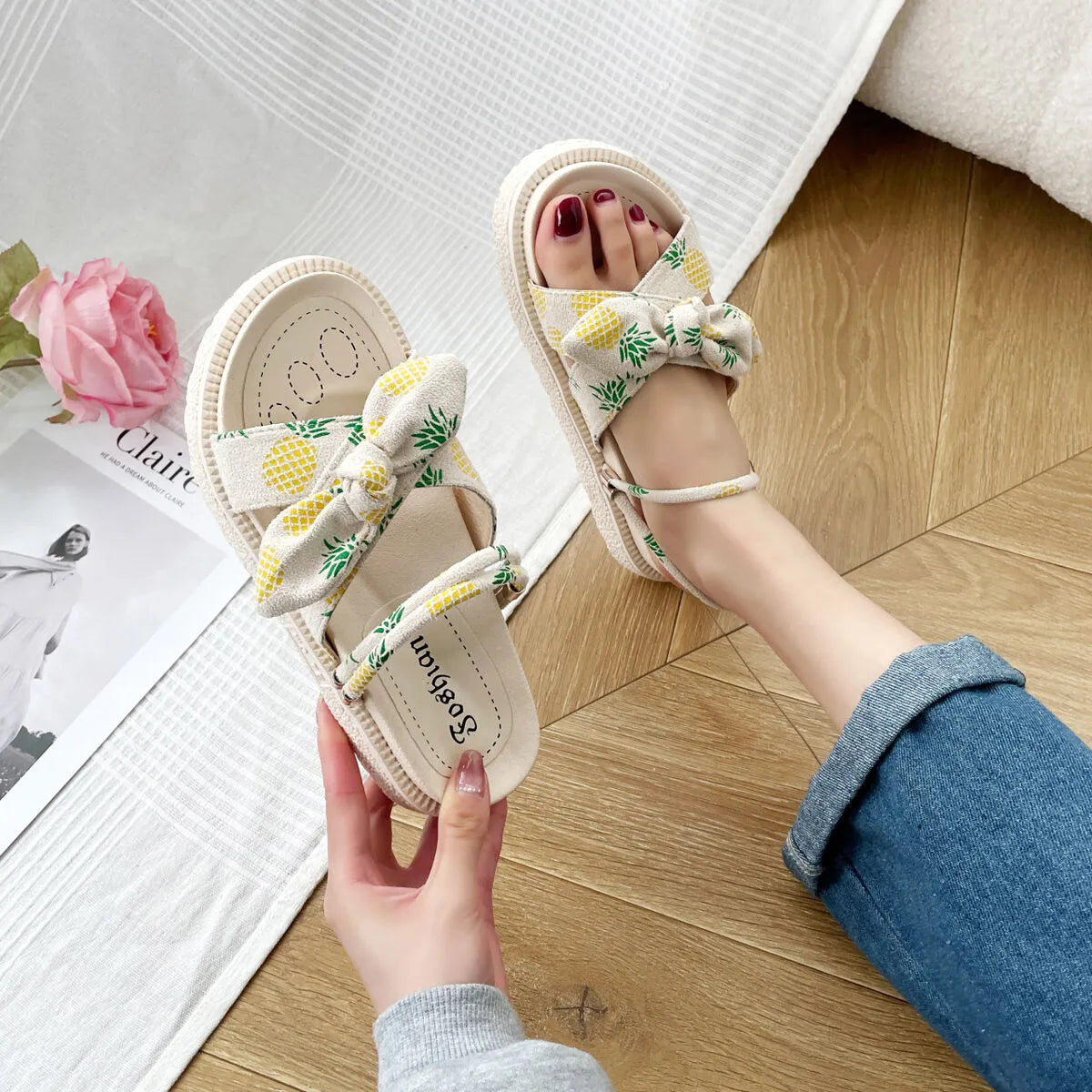 Bow Open Toe Platform Sandals