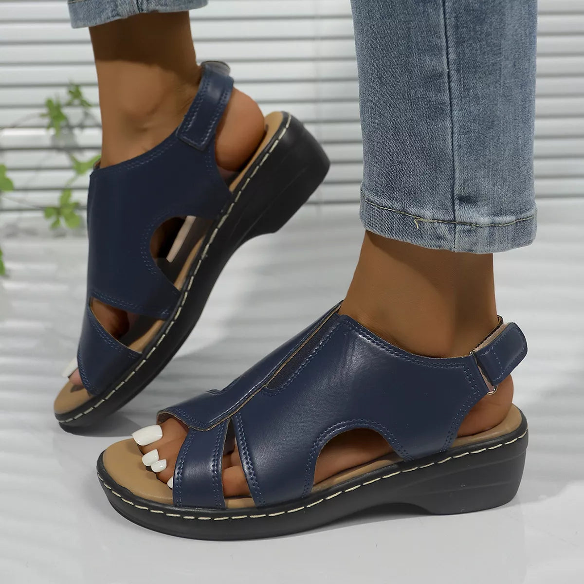Peep Toe Wedge Sandals