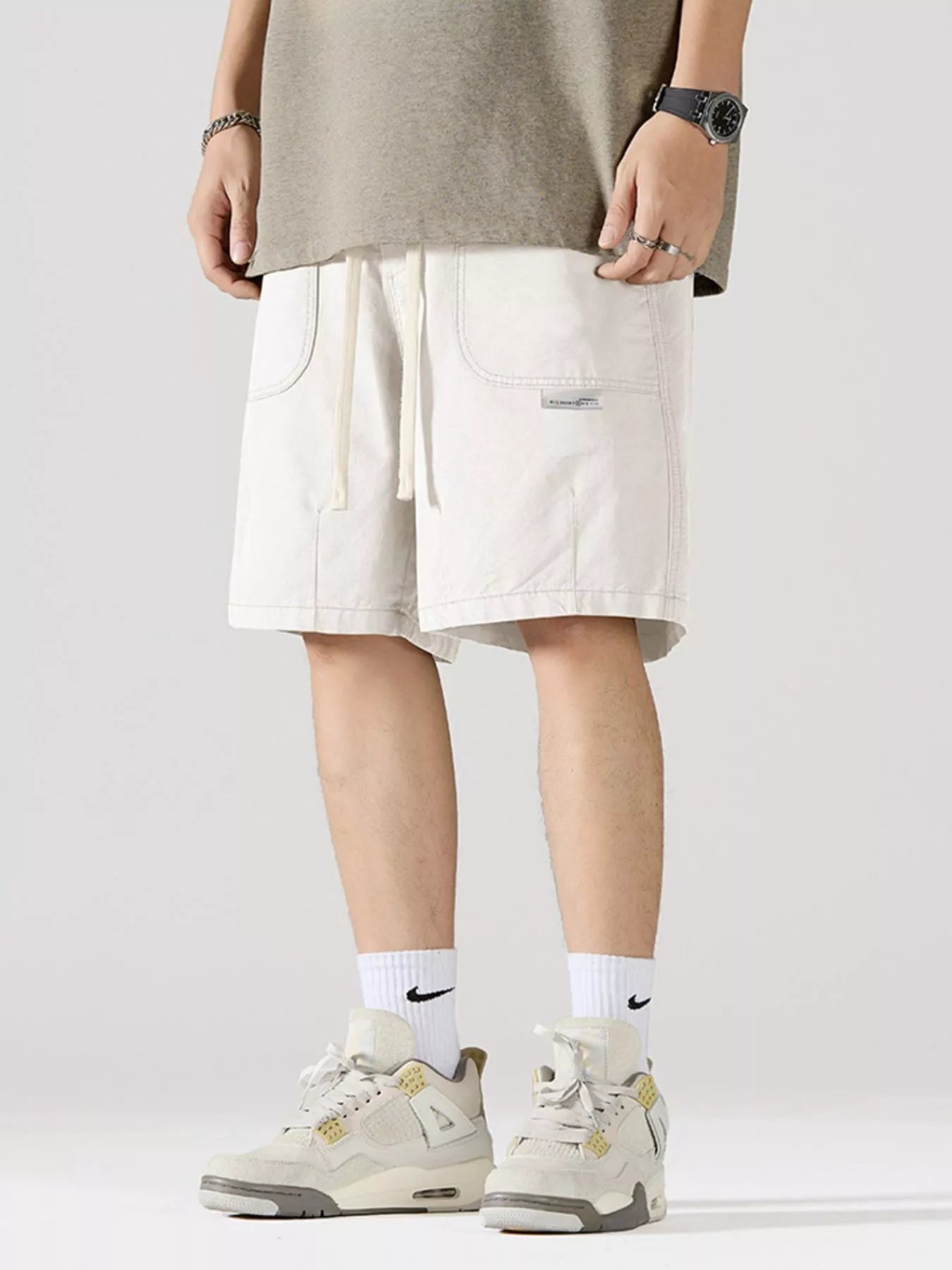 Men's Full Size Cargo Drawstring Shorts Plus Size