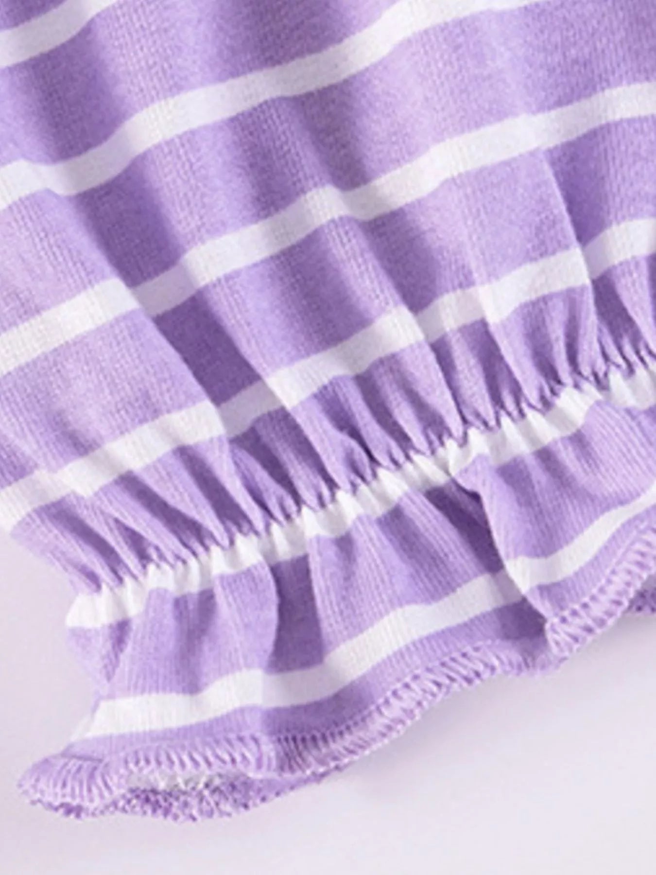Children's Striped Ruffle Collar Top and Bow Flare Pants Set