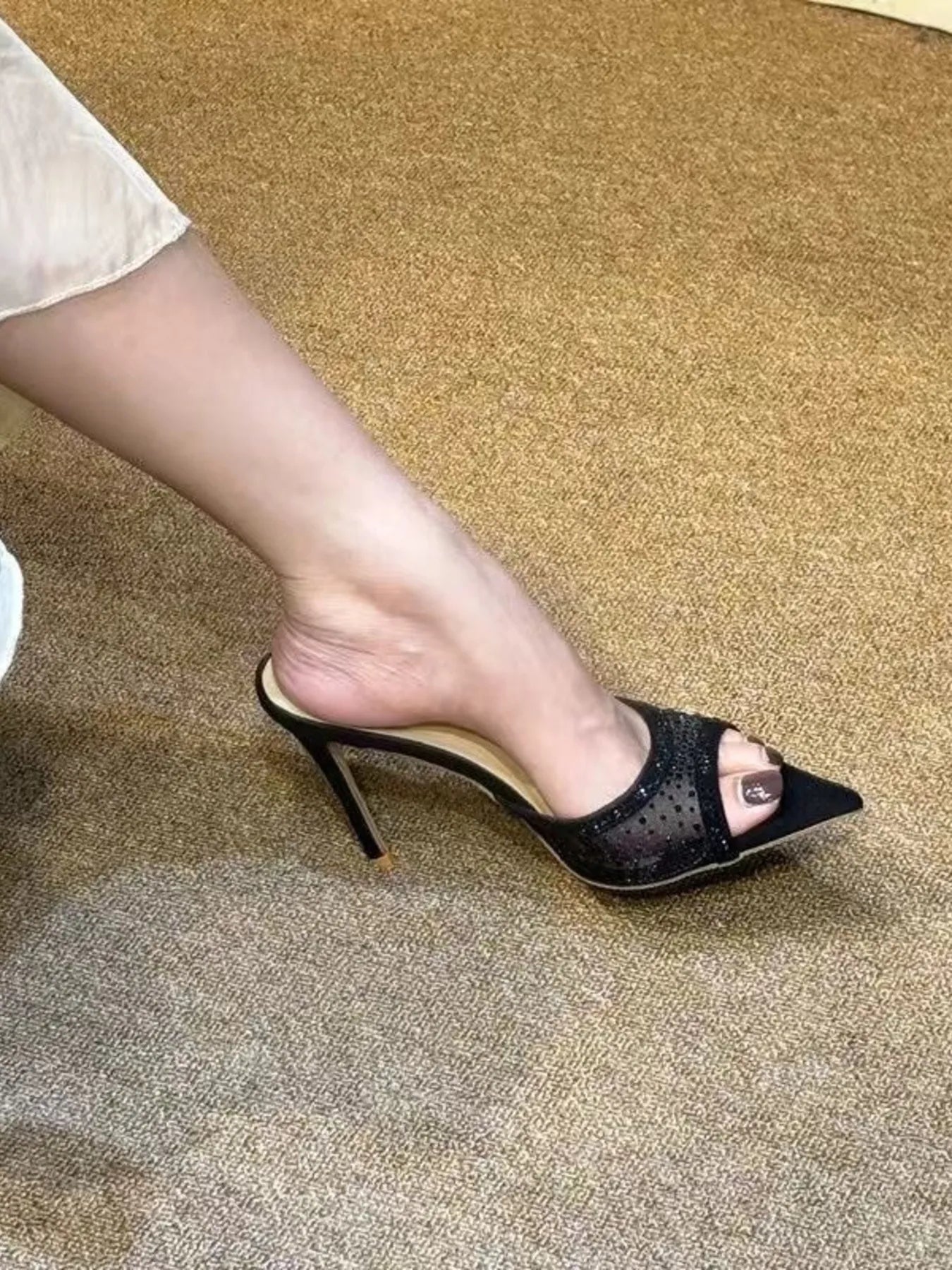 Rhinestone Embellished Open Toe Sandals