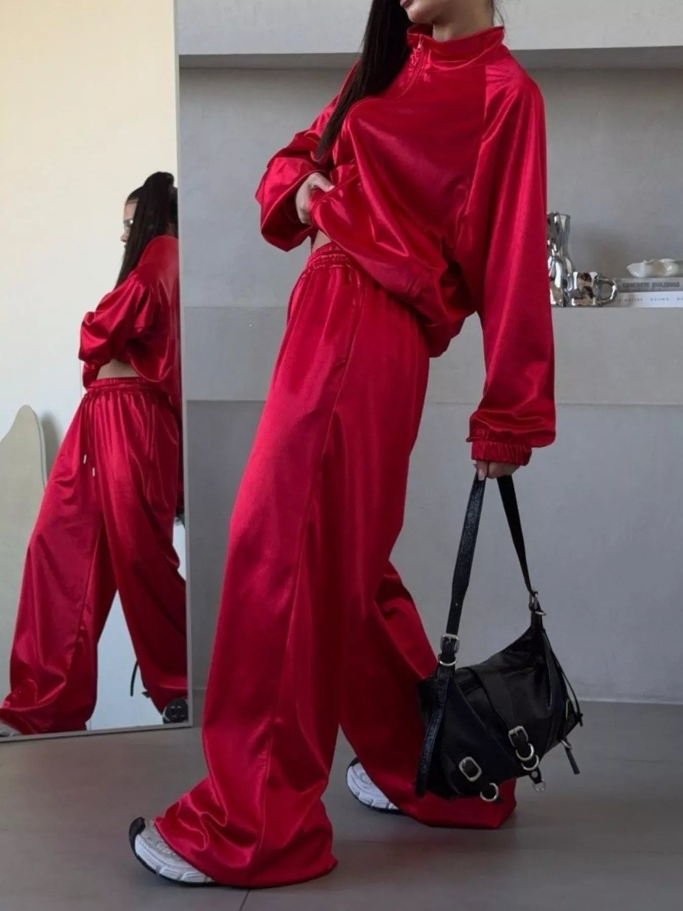 Zip Up Raglan Sleeve Jacket and Pants Set