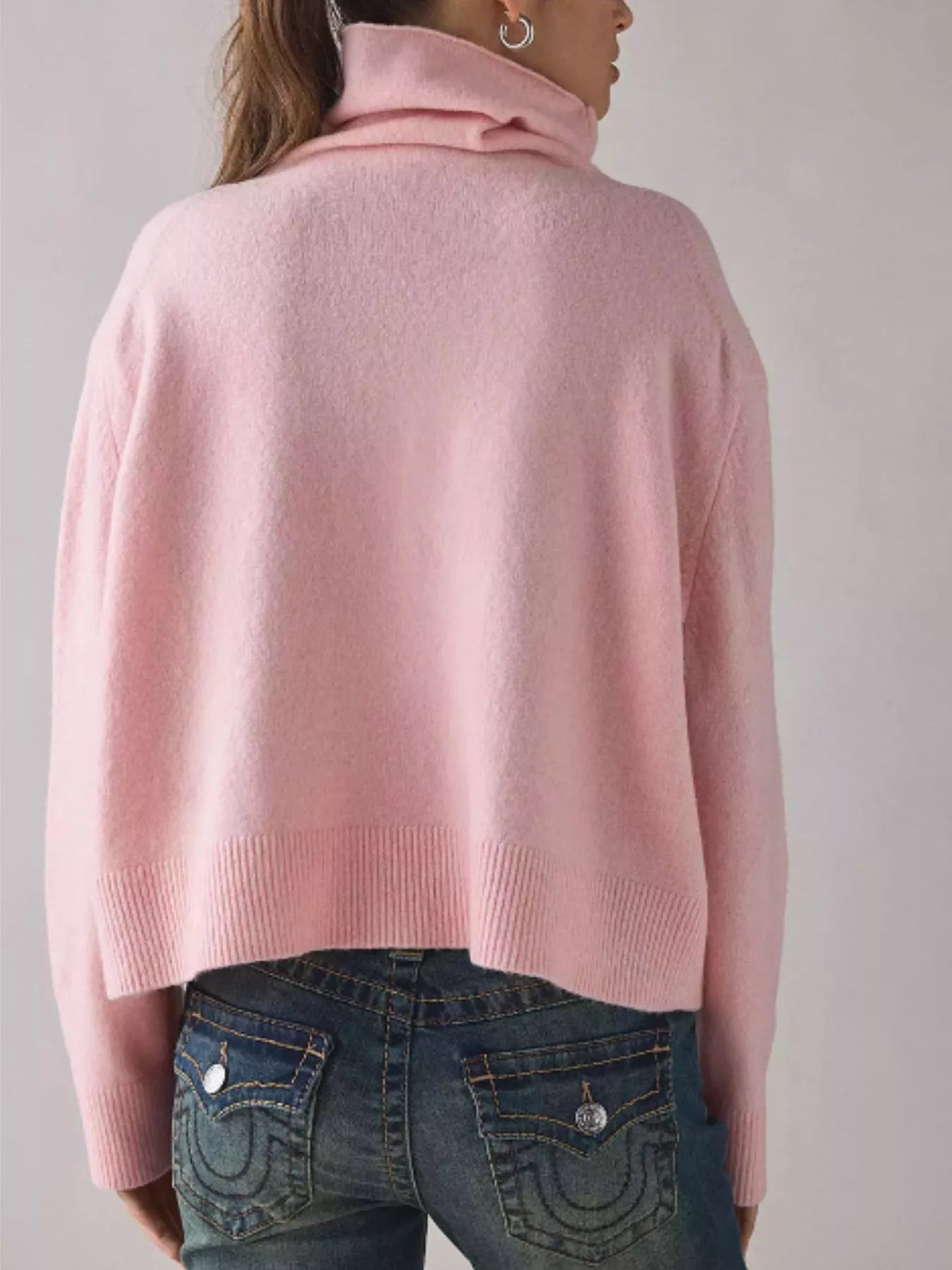 Turtleneck Dropped Shoulder Sweater