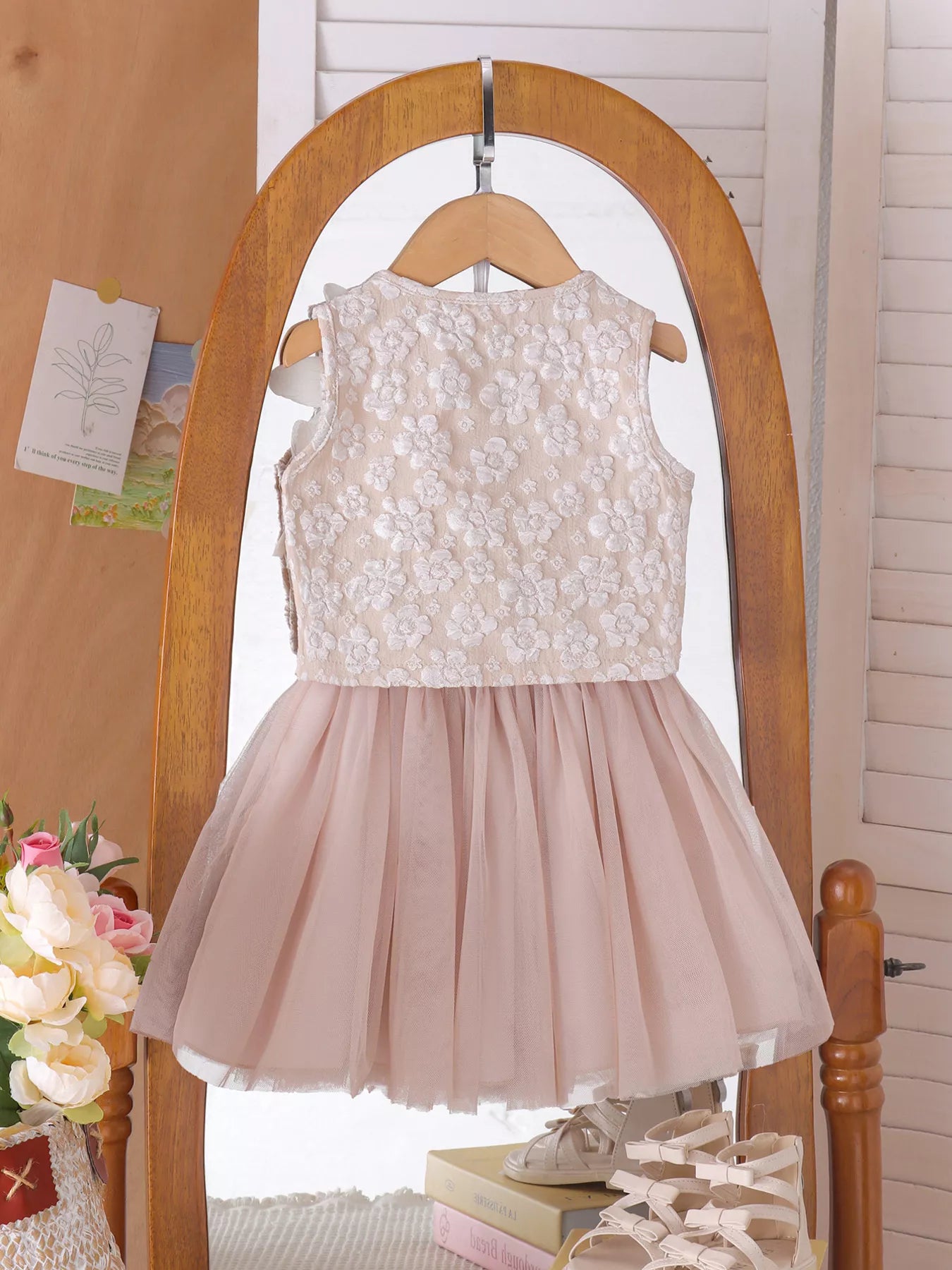 Children's Flower Button Up Vest and Skirt Set