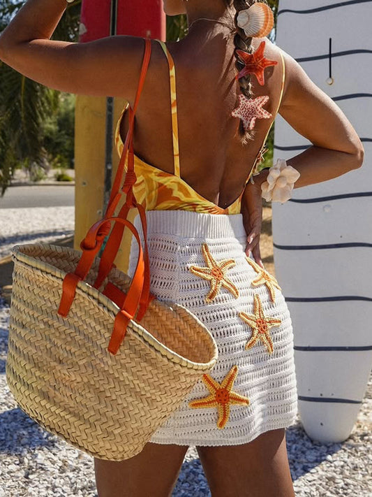 Crochet Starfish Embellished Sweater Skirt