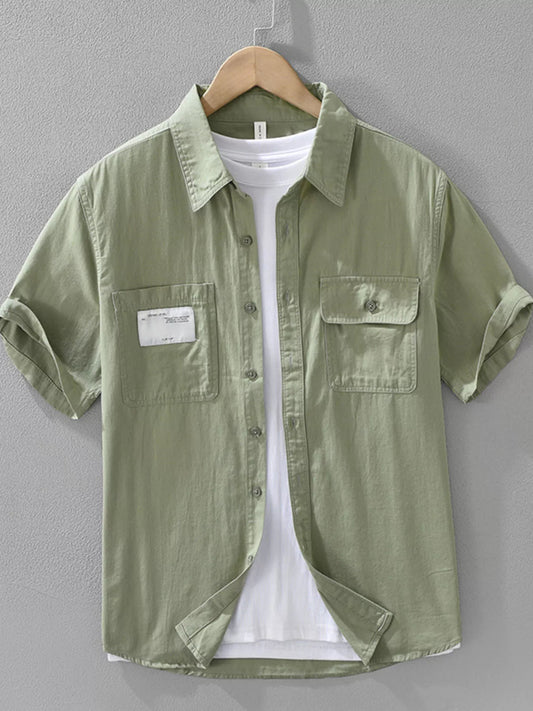 Men's Plus Size Button Up Short Sleeve Shirt