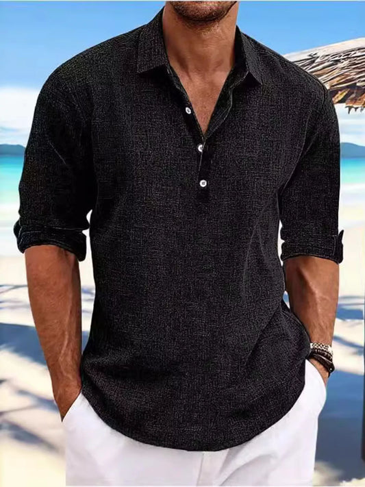 Men's Full Size Casual Half Button Shirt Plus Size