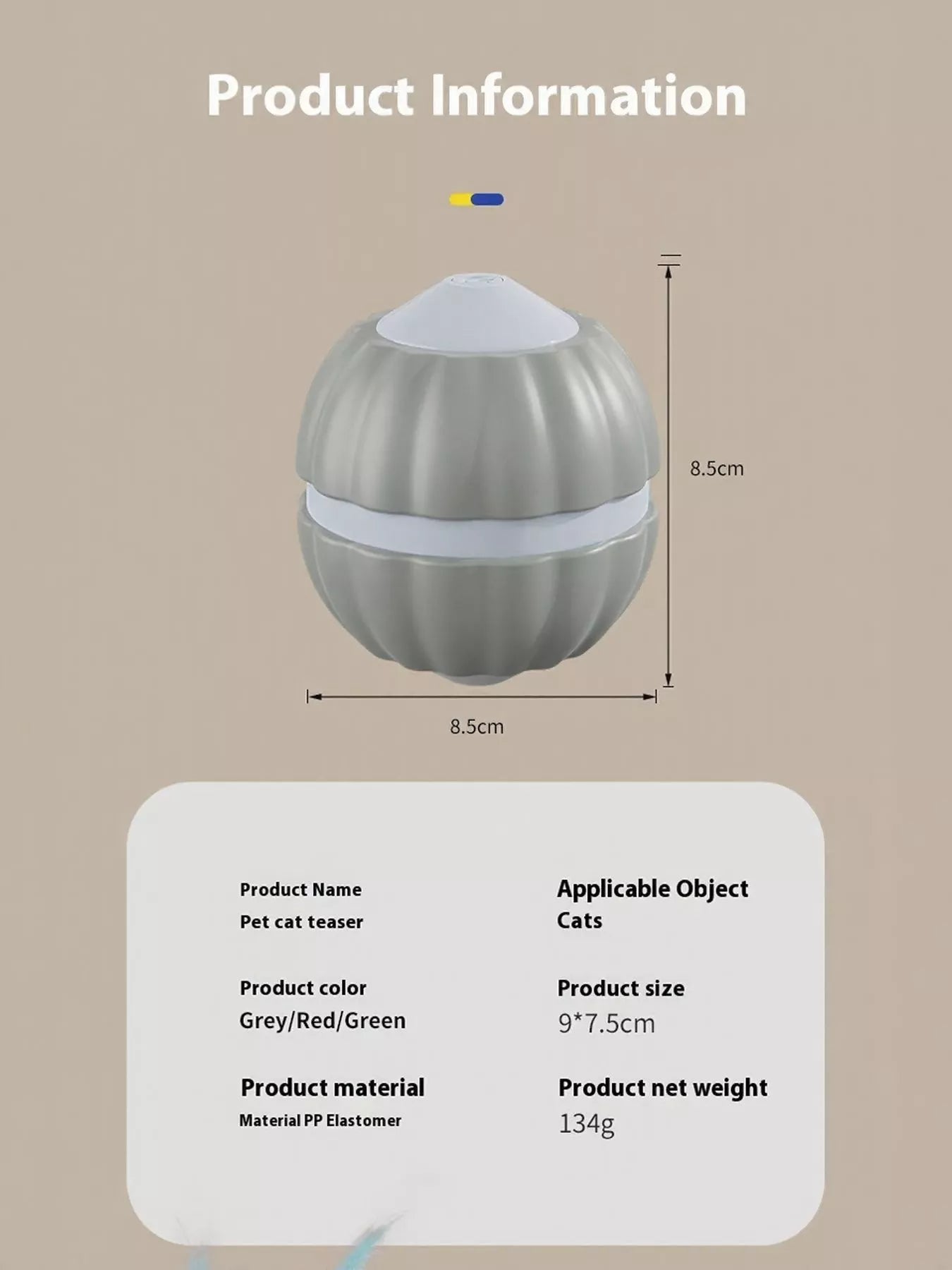Interactive LED Sound Ball with Feather Teaser