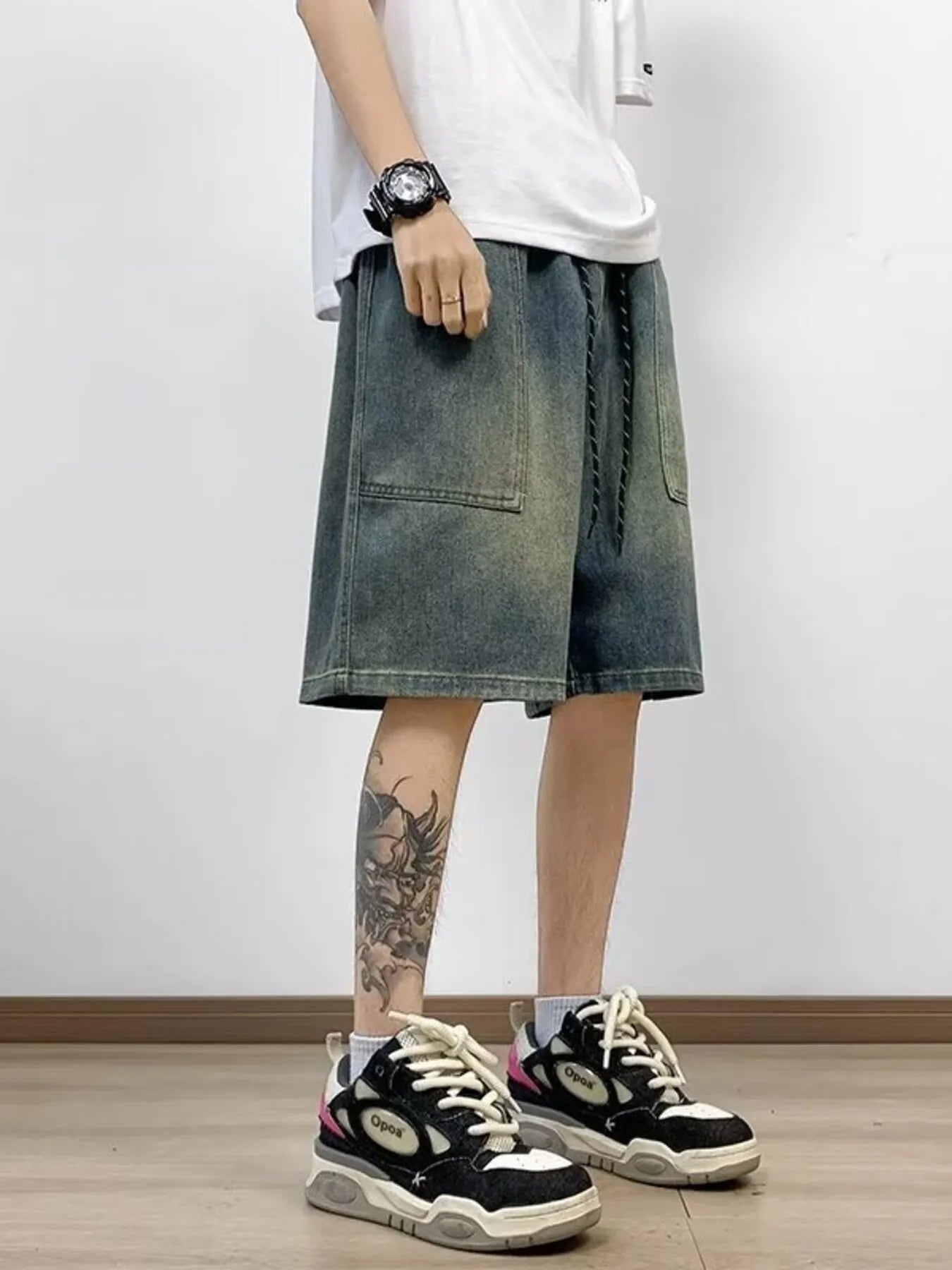 Men's Full Size Drawstring Loose Fit Denim Shorts Plus Size
