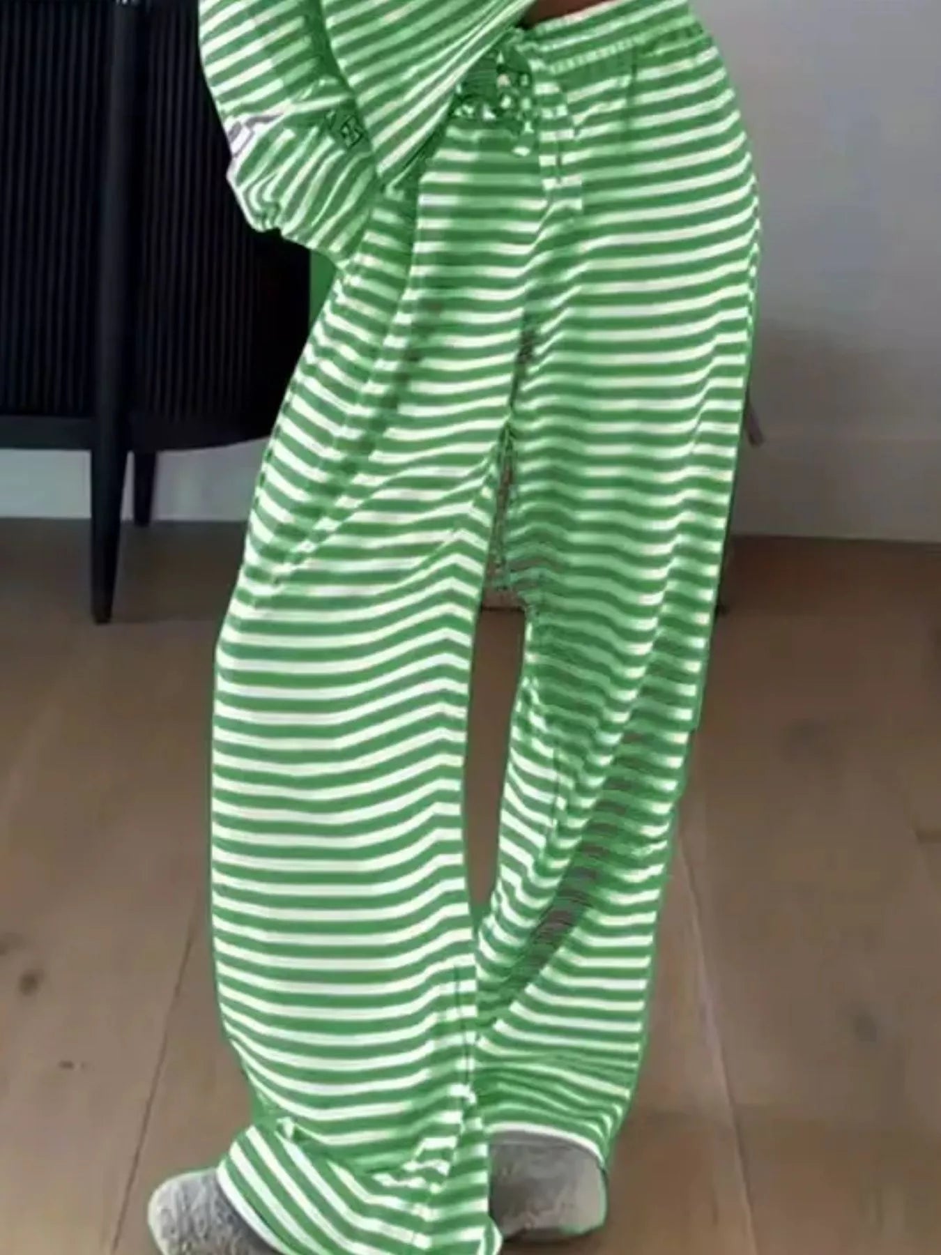 Striped Dropped Shoulder Top and Pants Set