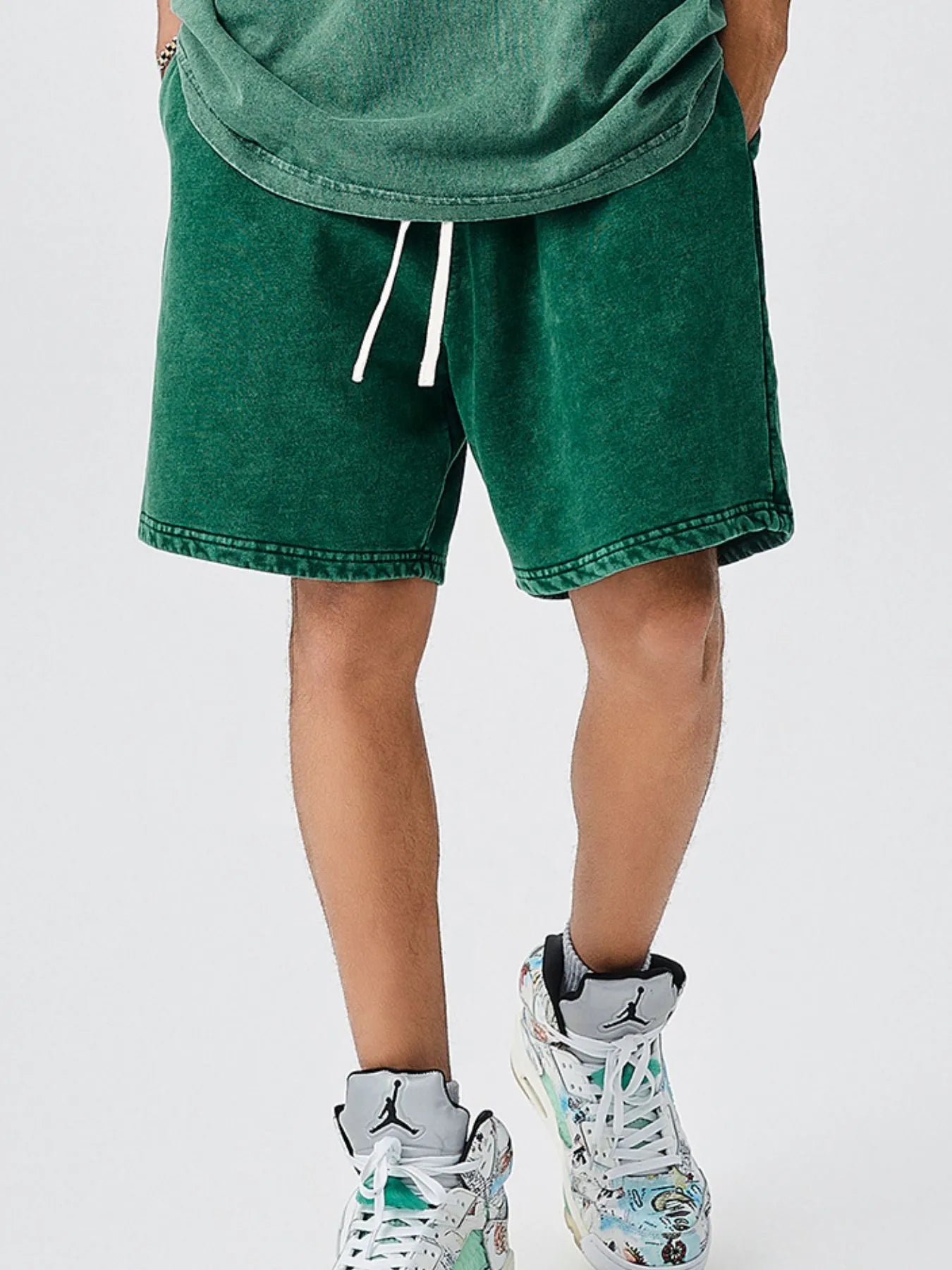 Men's Drawstring Washed Shorts