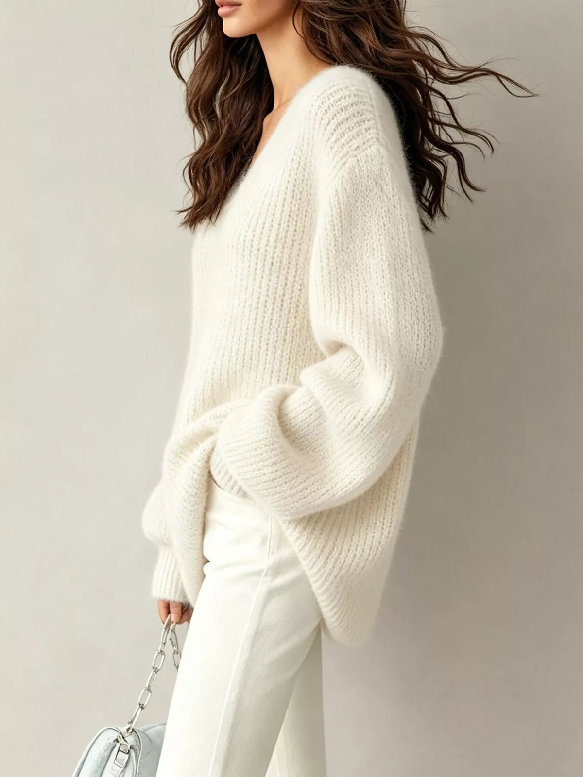 Quarter Zip Dropped Shoulder Sweater
