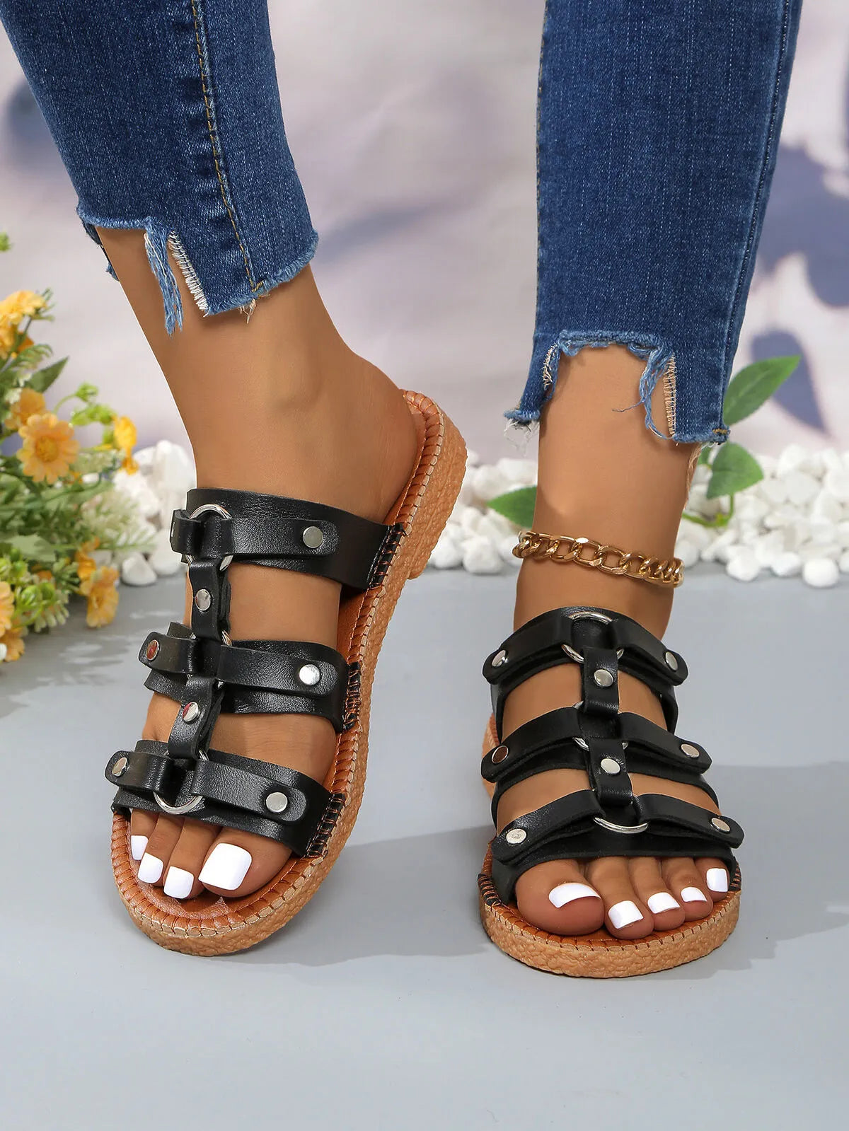 Studded Open Toe Sandals
