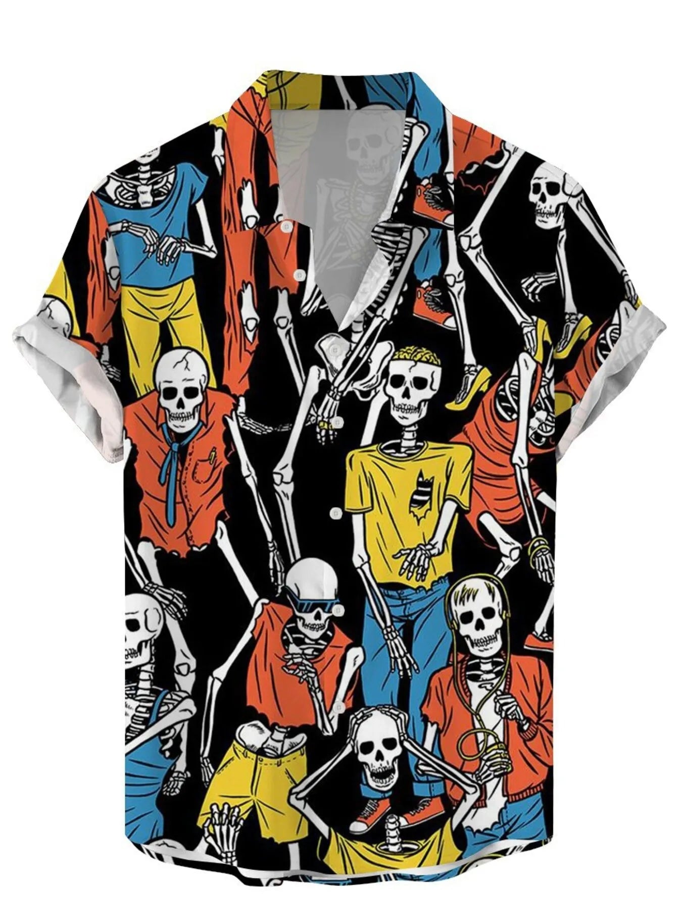 Men's Plus Size Printed Button Up Short Sleeve Shirt
