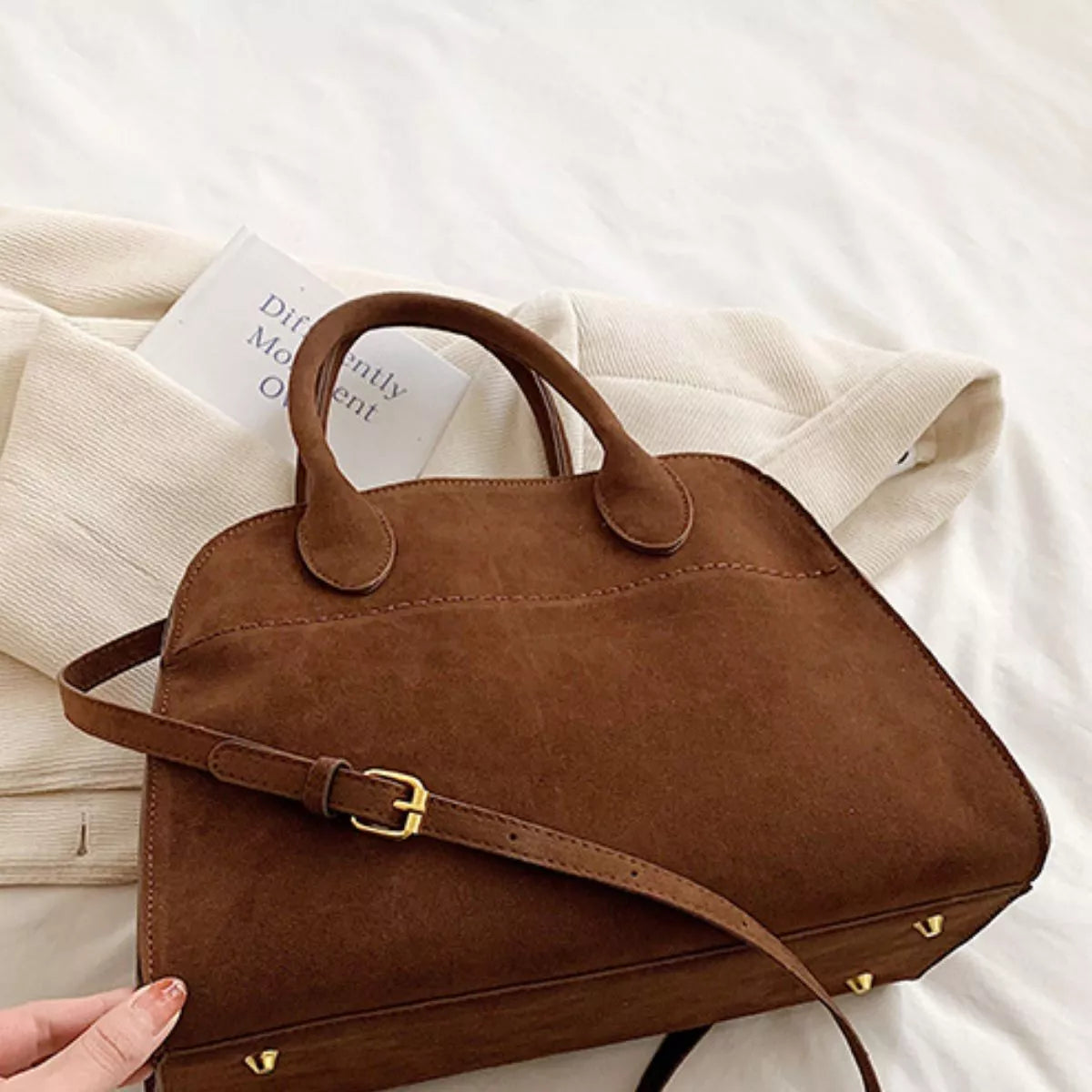 Suede Leather Large Handbag