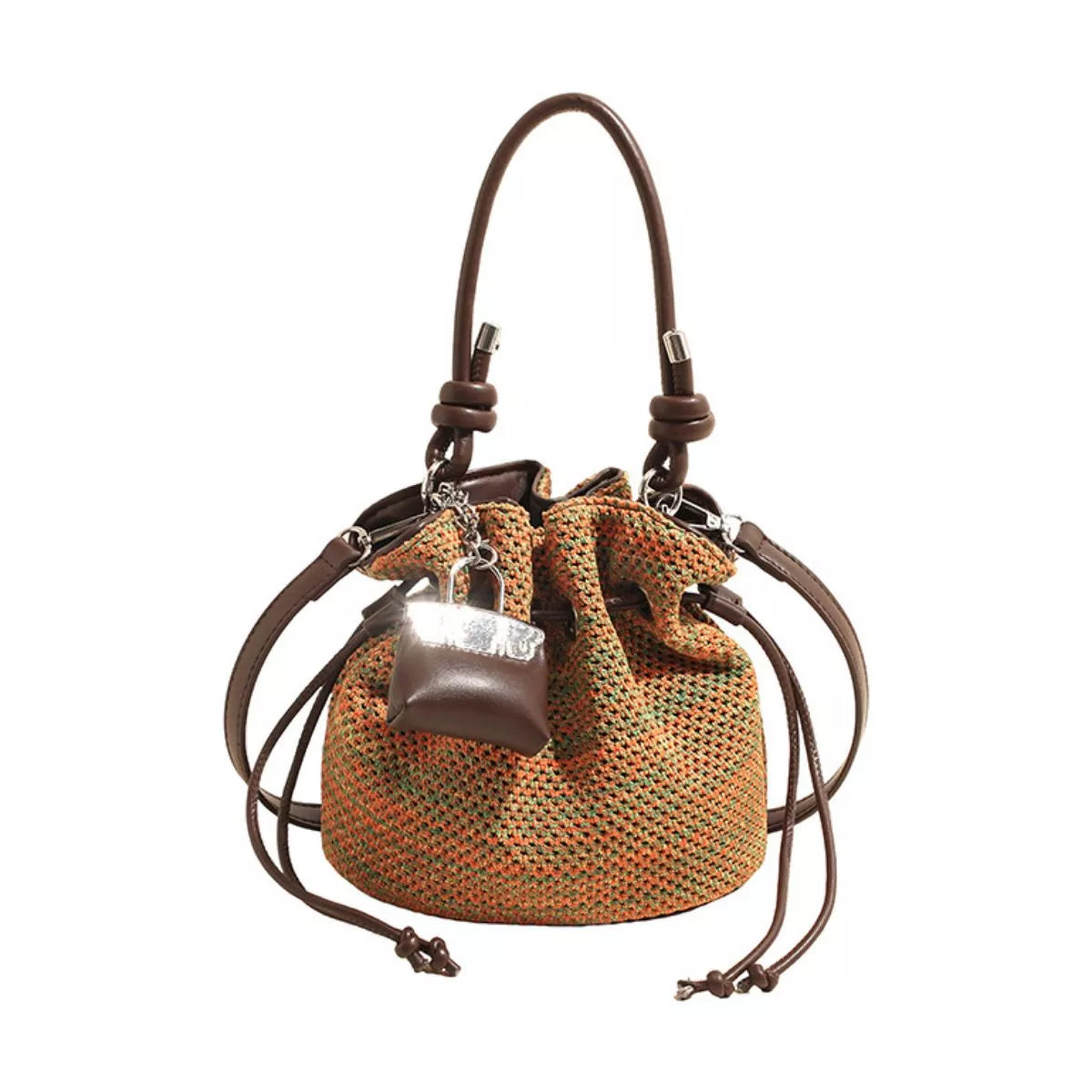 Woven Drawstring Crossbody Bag