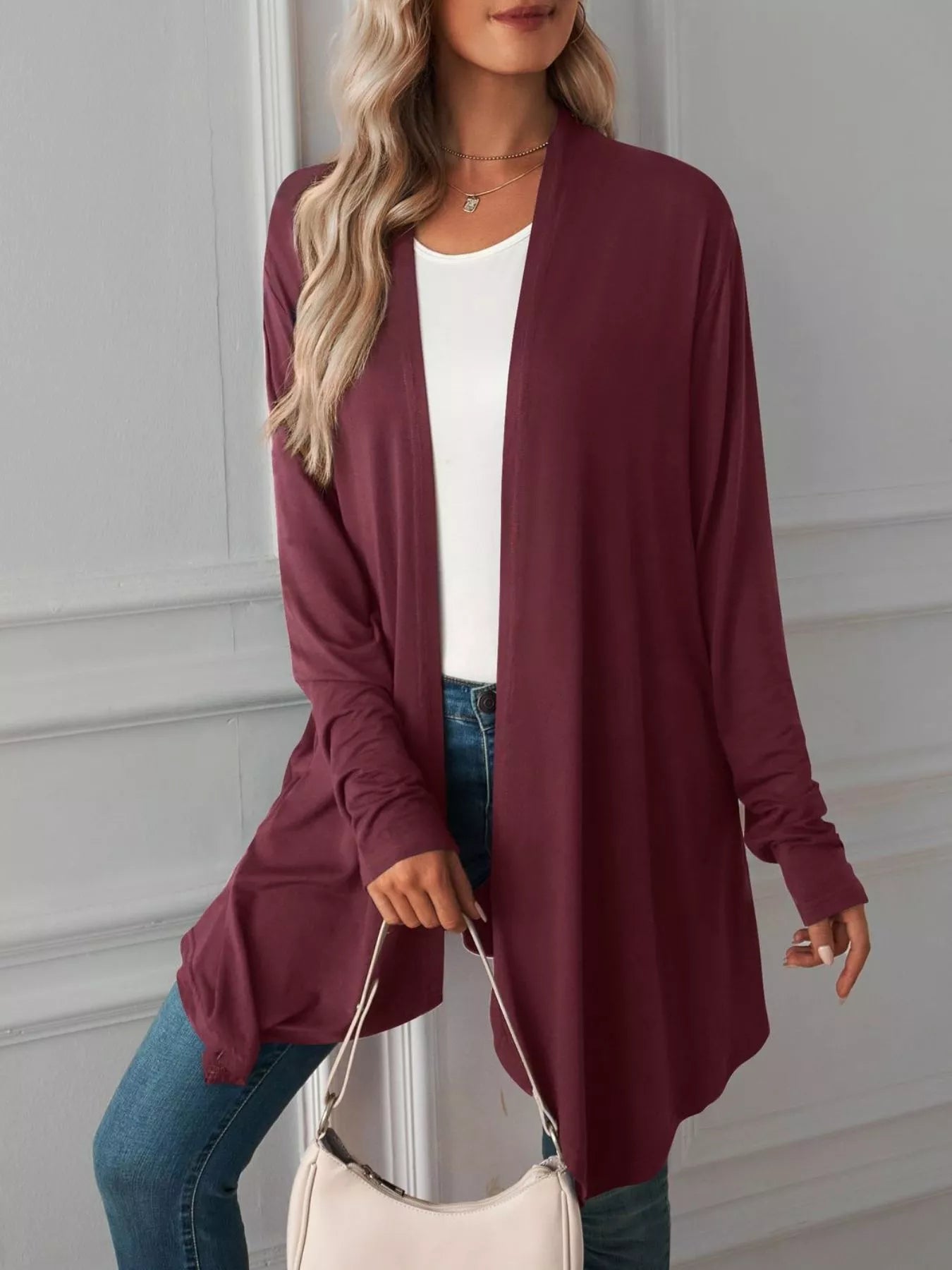 Lightweight Open Front Cardigan