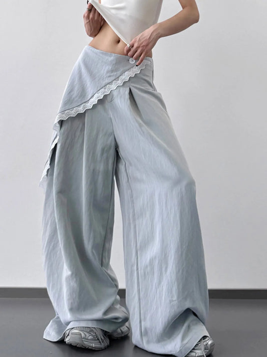 Lace Detail Wide Leg Pants