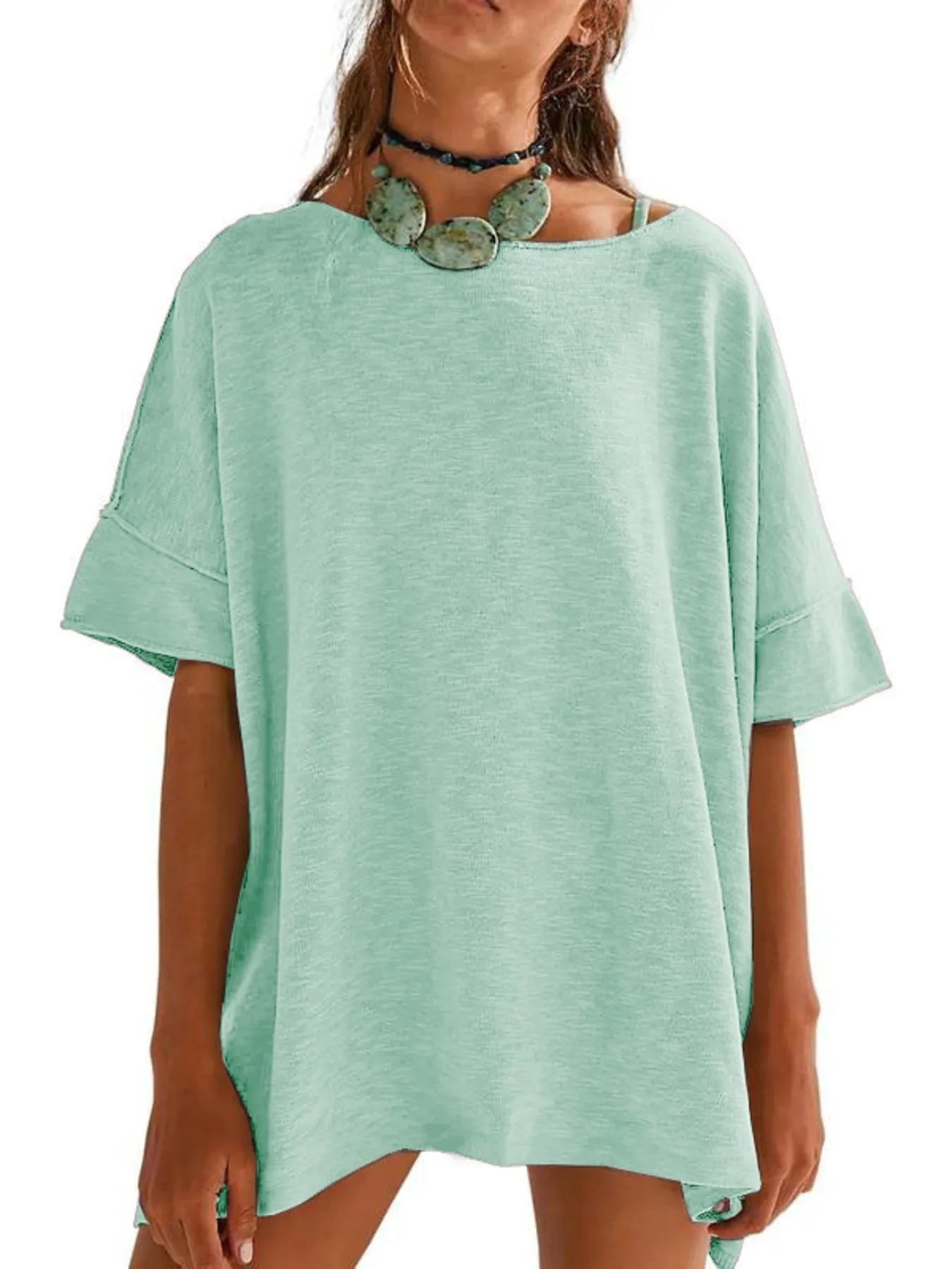 Oversized Round Neck Drop-Shoulder T-Shirt