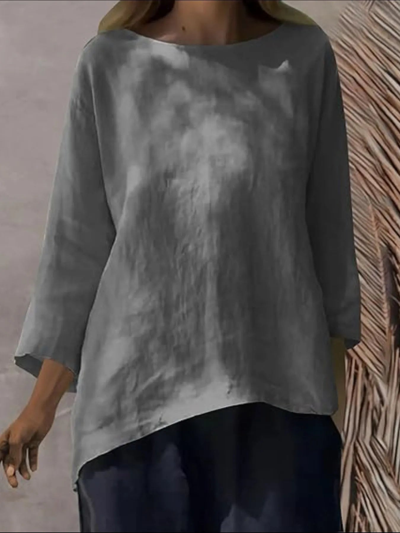 Full Size Round Neck Relaxed Fit Blouse Plus Size