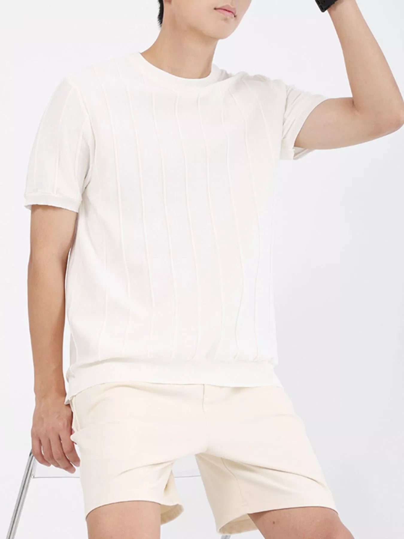 Men's Plus Size Textured Short Sleeve T-Shirt