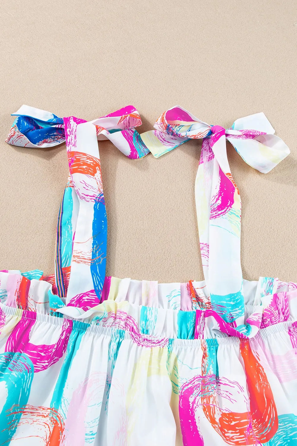 Tied Printed Sleeveless Mini Dress
