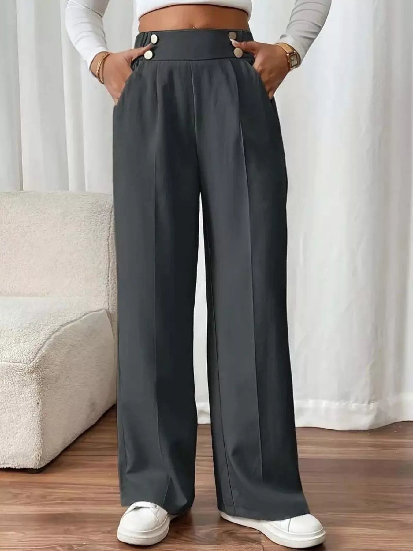 Full Size High-Waisted Wide-Leg Pants Plus Size