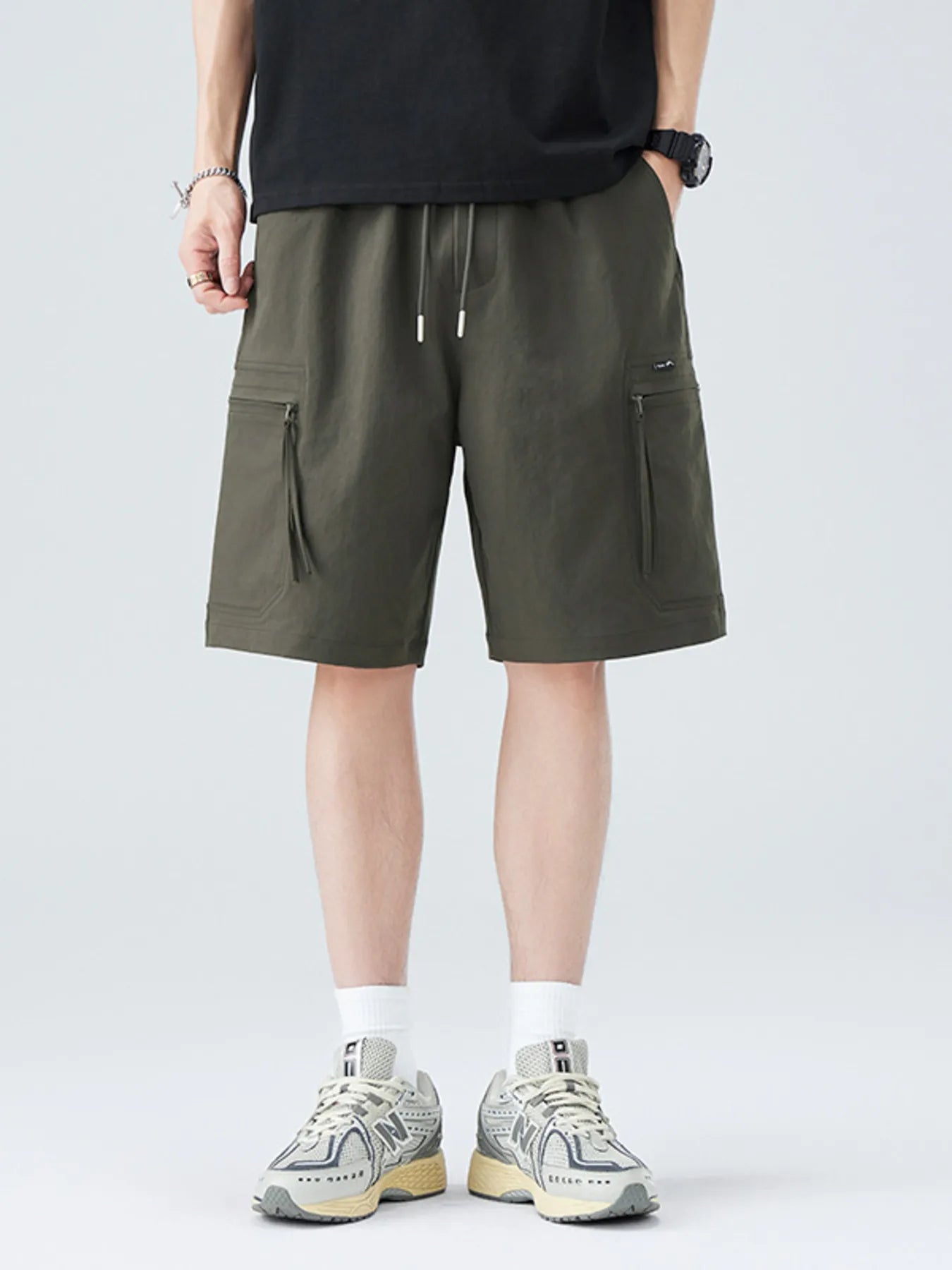 Men's Plus Size Drawstring Casual Cargo Shorts