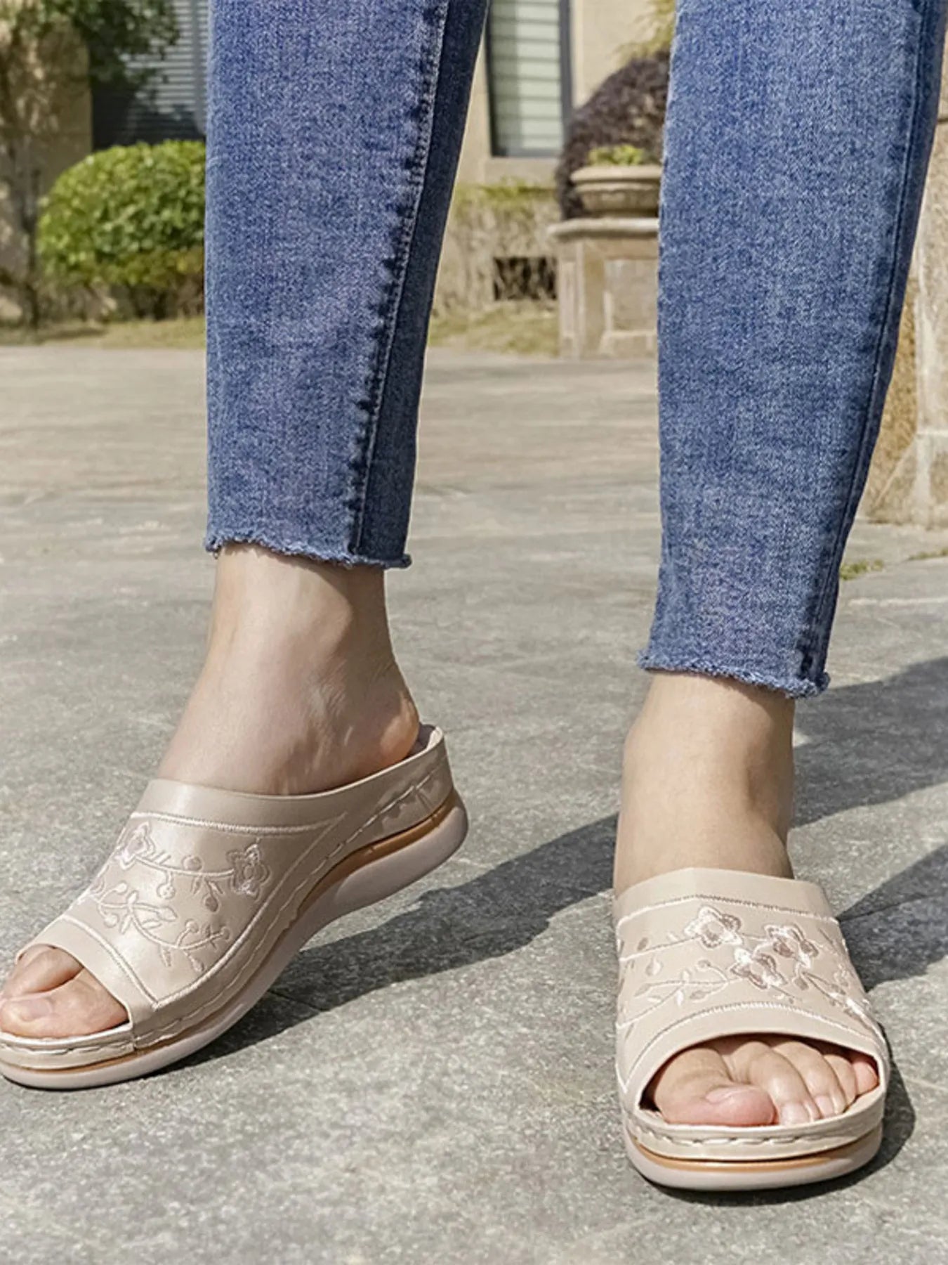 Floral Embroidered Comfort Sandals