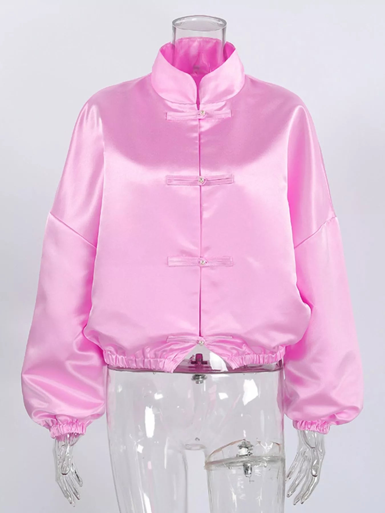 Mandarin Collar Pearl Button Shacket