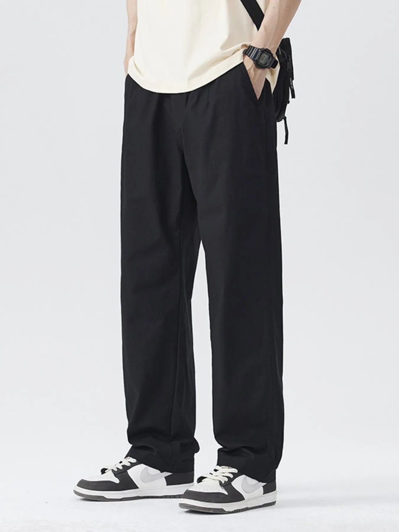 Men's Full Size Relaxed Fit Wide Leg Casual Pants Plus Size