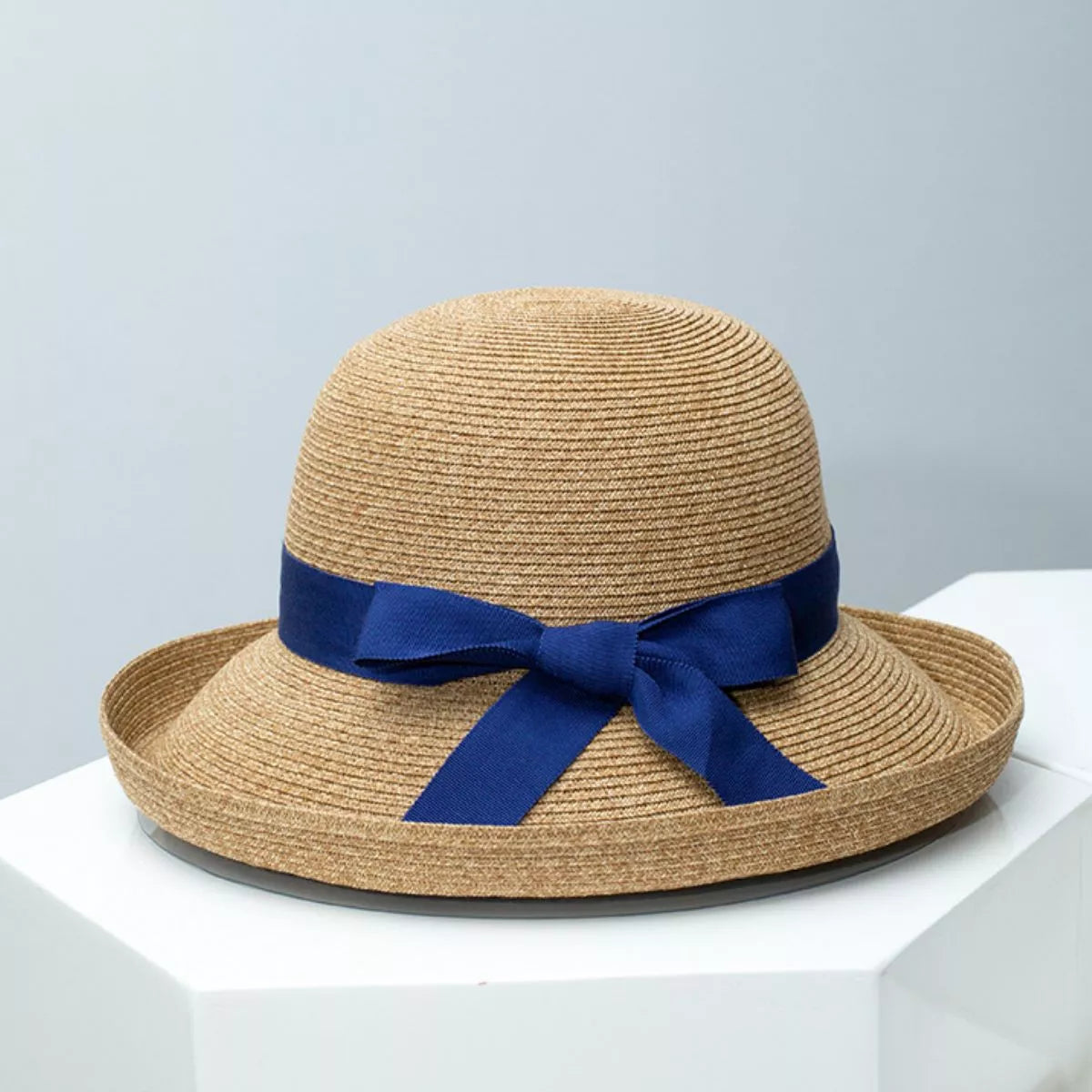 Straw Sun Hat with Ribbon Accent