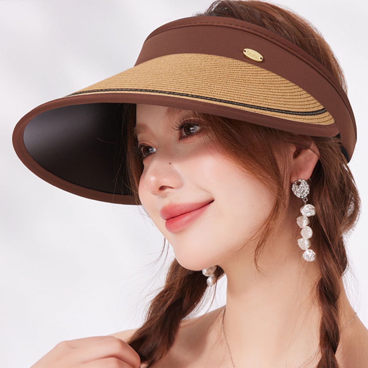 Wide Brim Straw Visor Hat