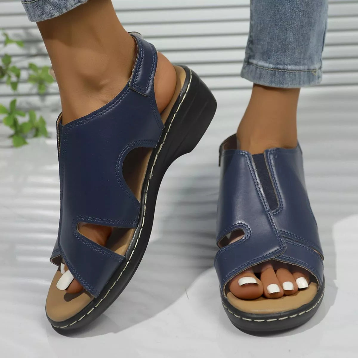 Peep Toe Wedge Sandals