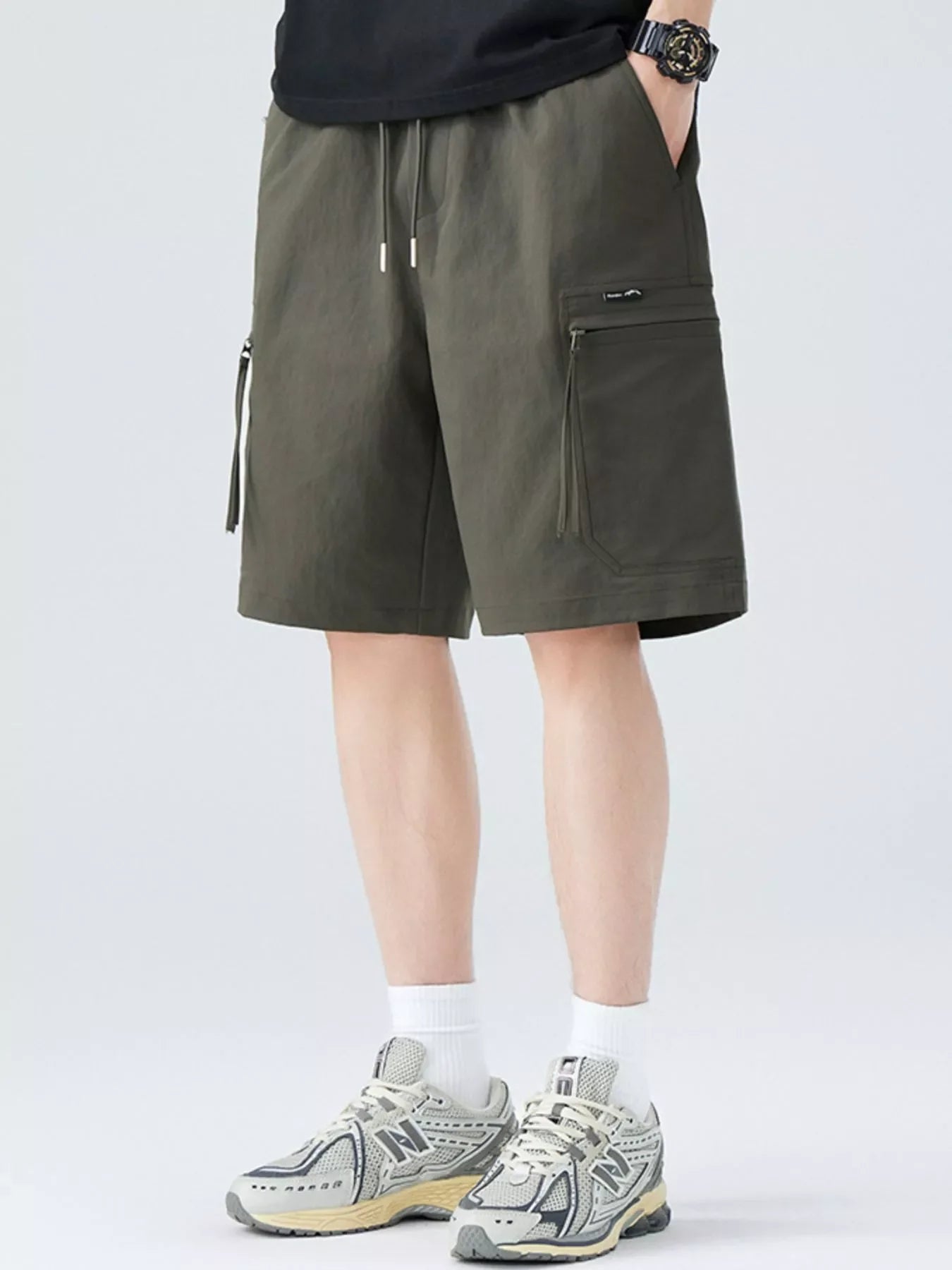 Men's Plus Size Drawstring Casual Cargo Shorts