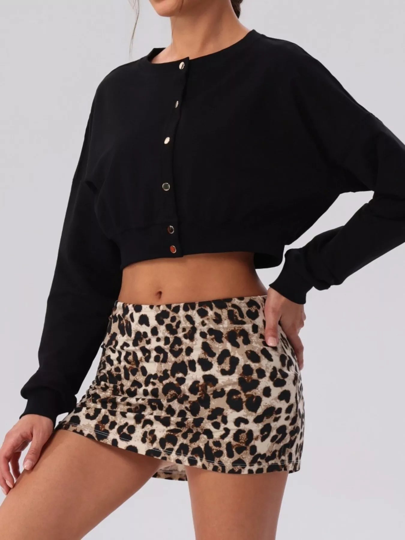 Cropped Button-Down Active Cardigan