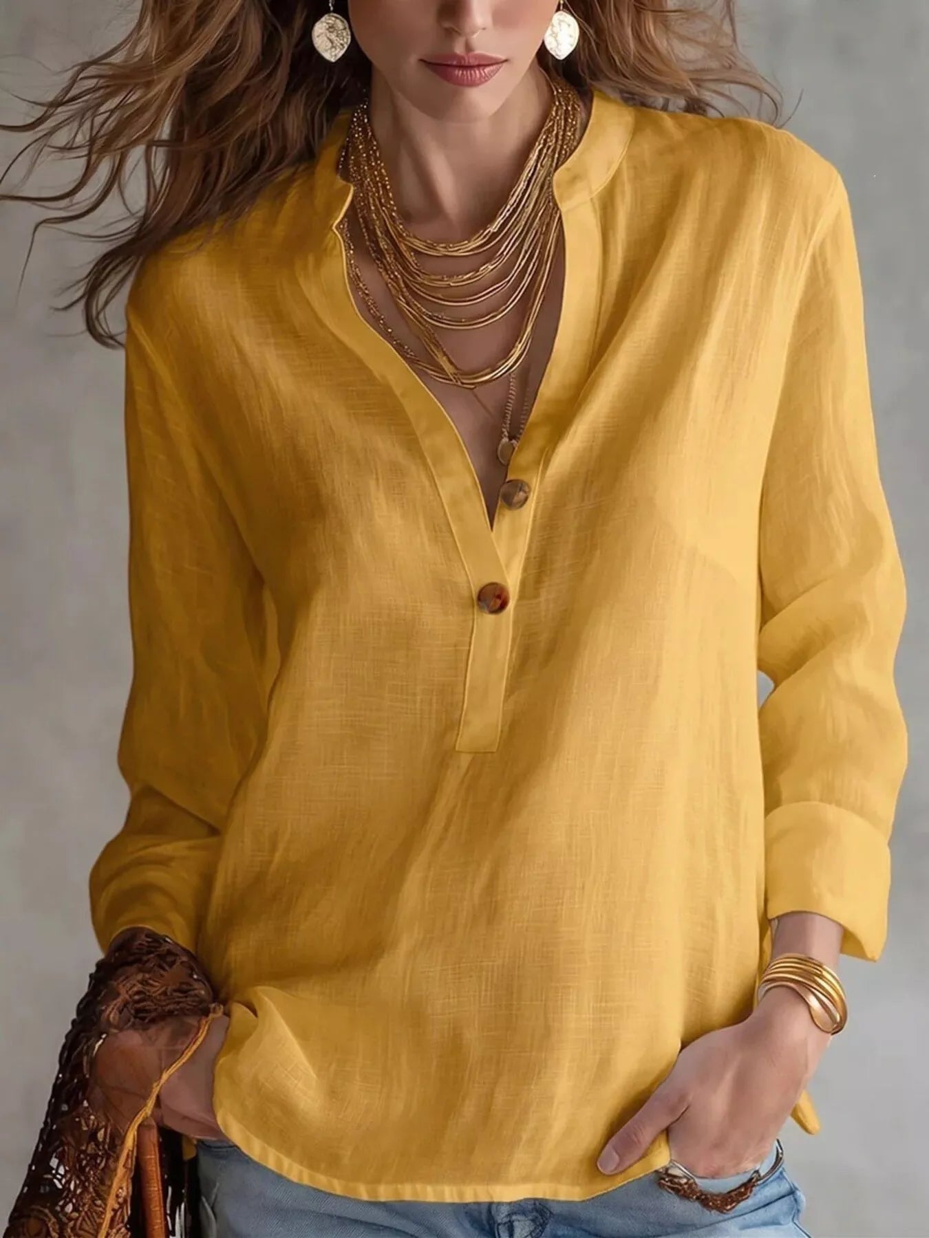 Button Detail Long Sleeve Shirt