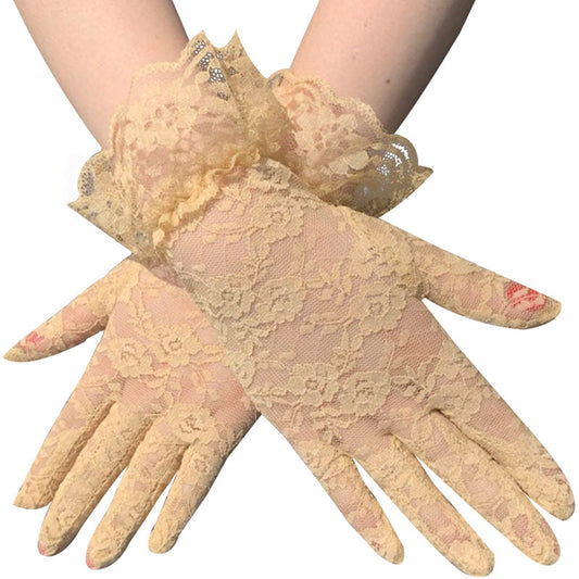 Lace lace short sun protection gloves