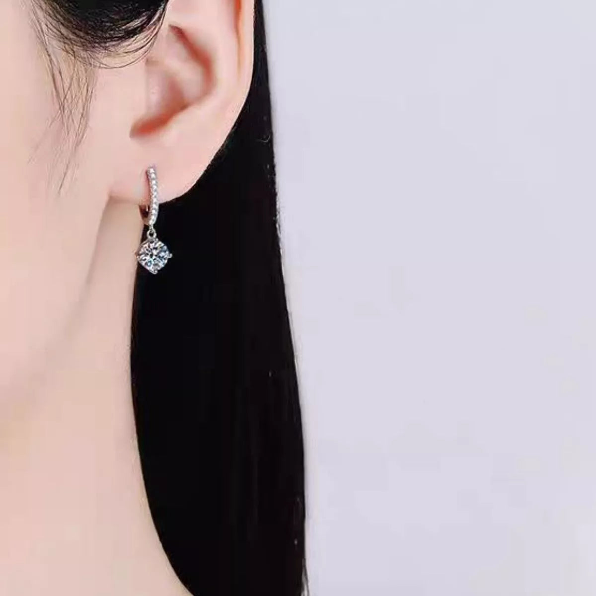 1 Carat Moissanite 925 Sterling Silver Drop Earrings