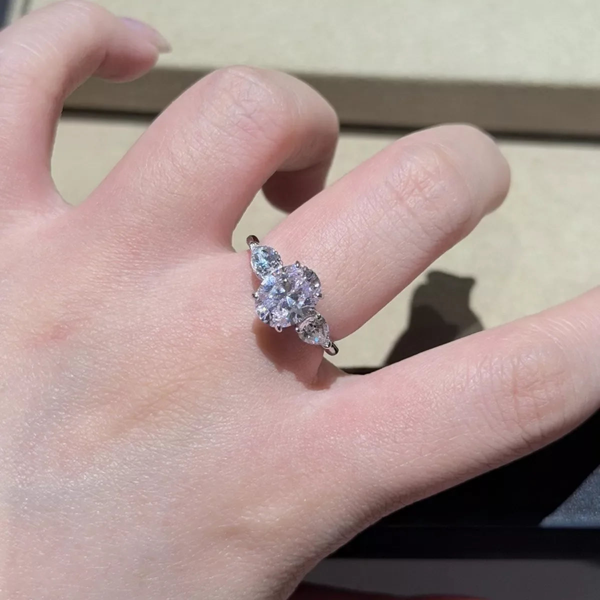 925 Sterling Silver Oval Cut Diamond Ring